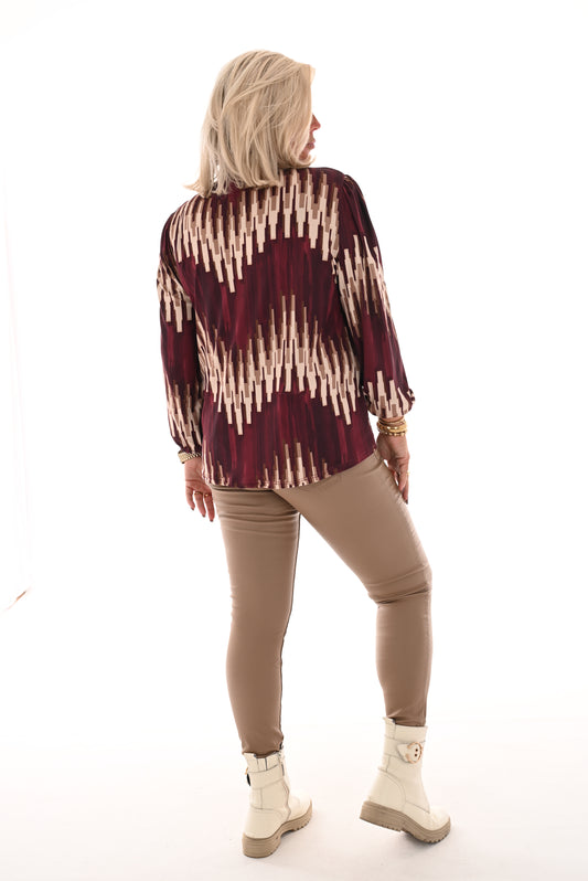 Top turtle neck zigzag bordeaux