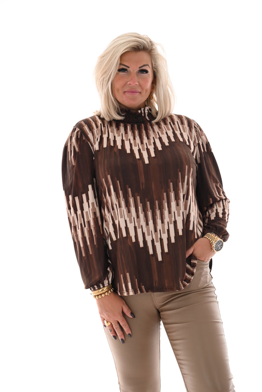 Top turtle neck zigzag bruin