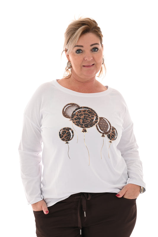 T-shirt lange mouwen ballon goud panter bruin