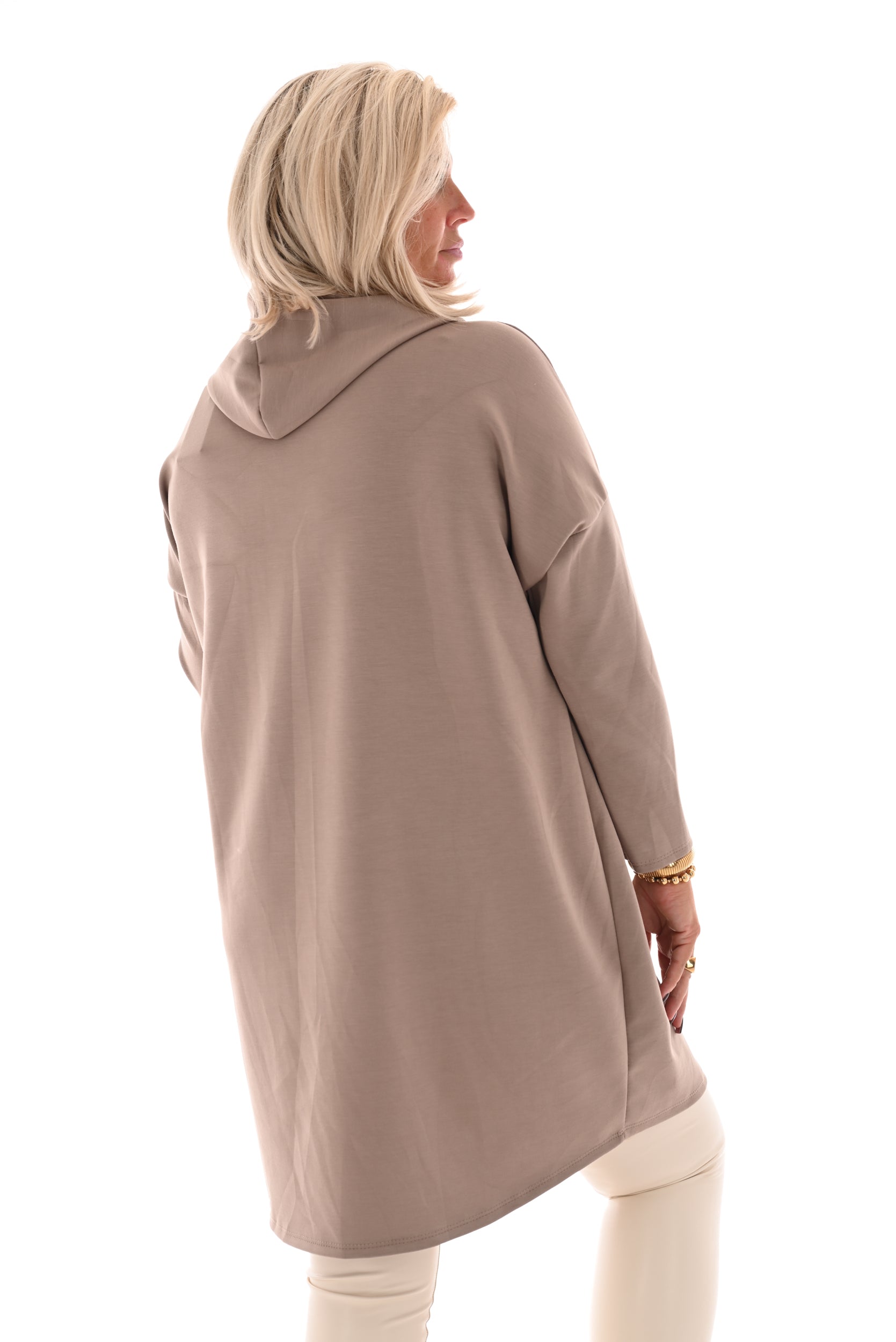 Sweaterdress capuchon taupe