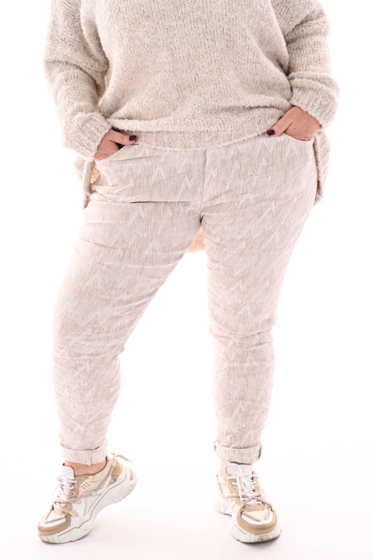 Stretchbroek lines beige