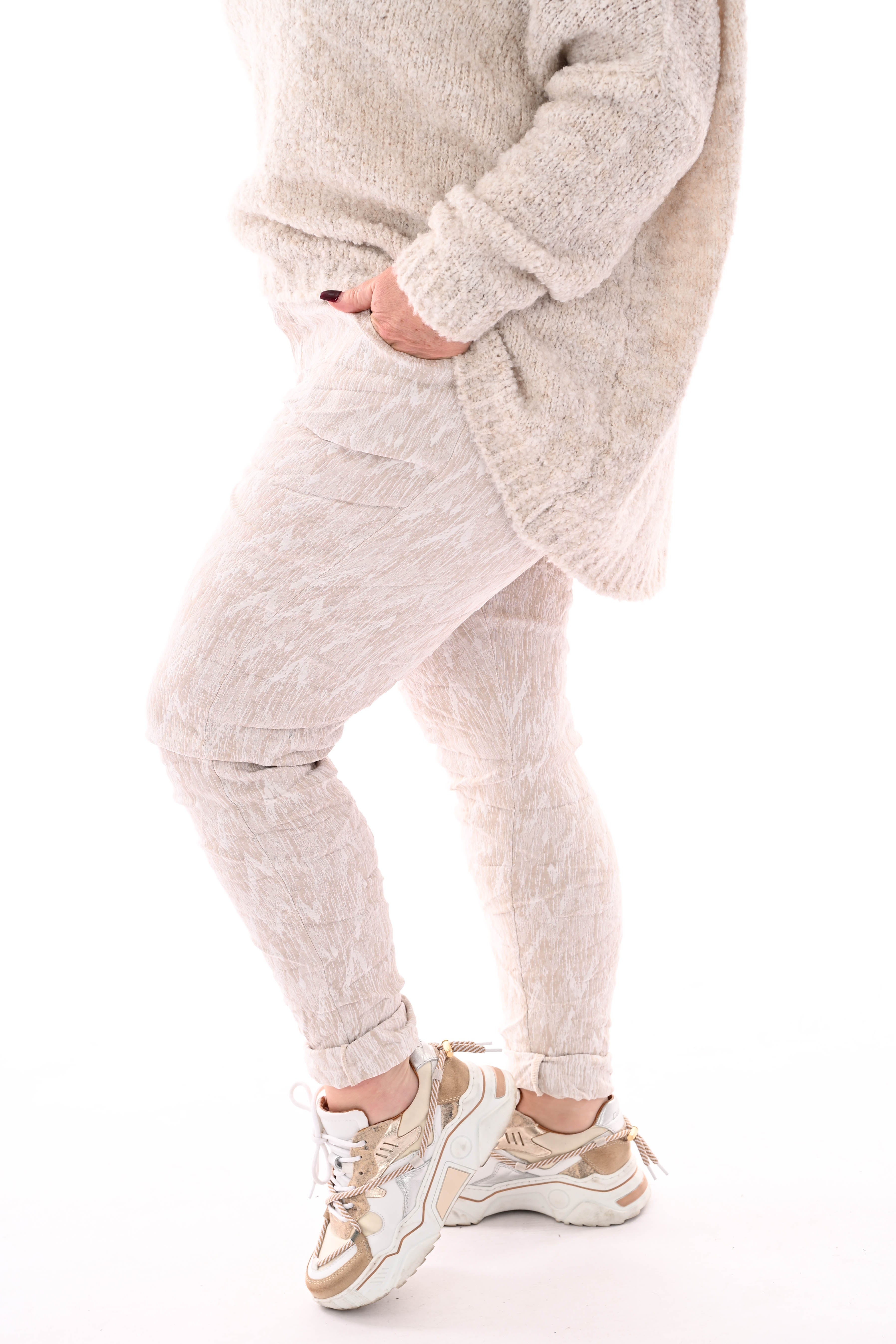 Stretchbroek lines beige