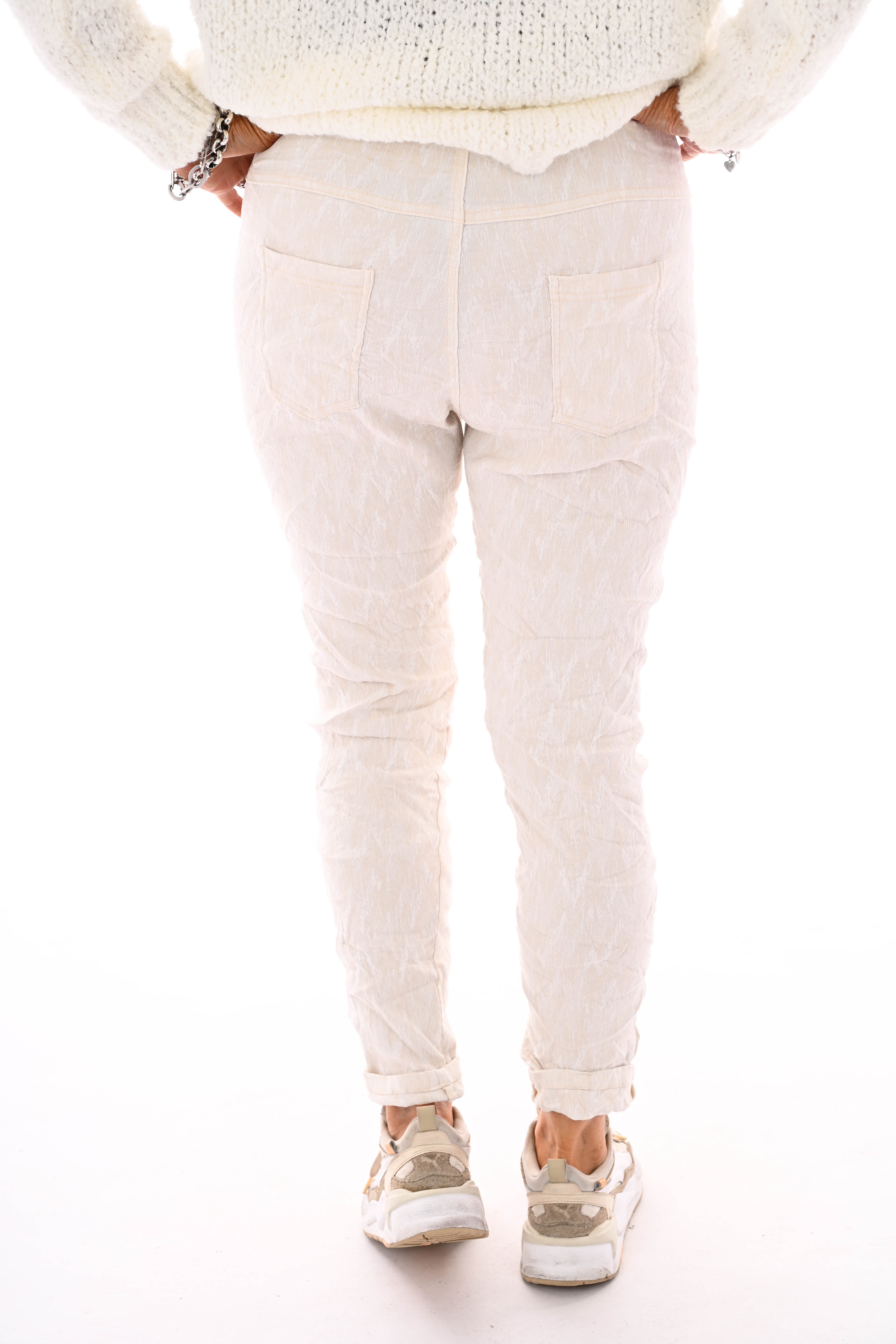 Stretchbroek lines creme
