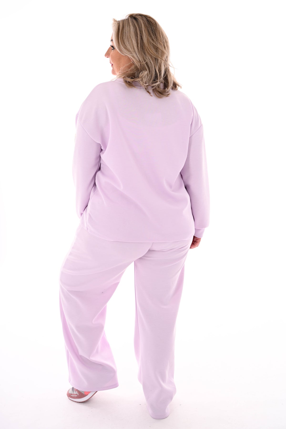 Tweedelig pak wijde broek applicatie lila