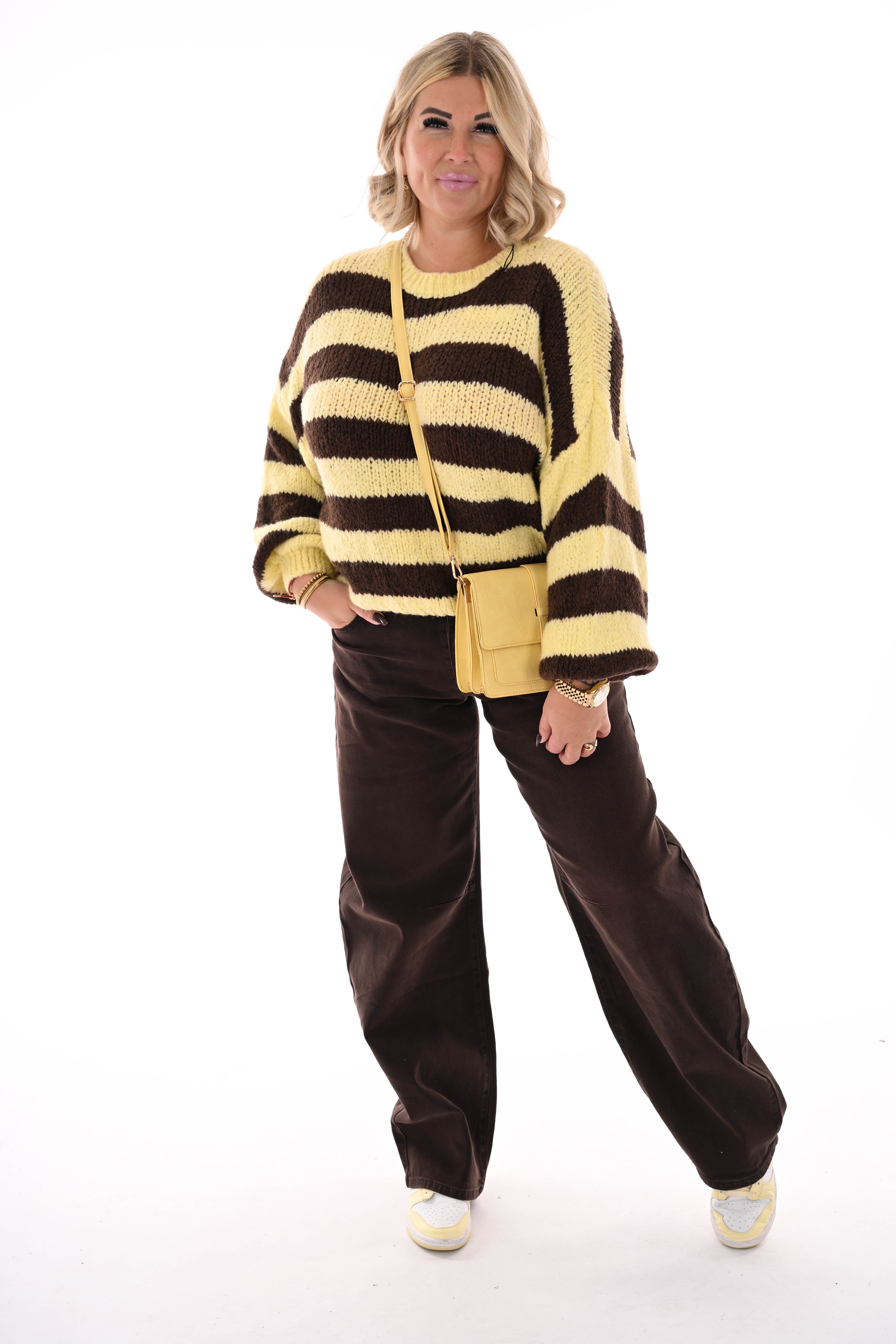 Kleine leren tas botergeel