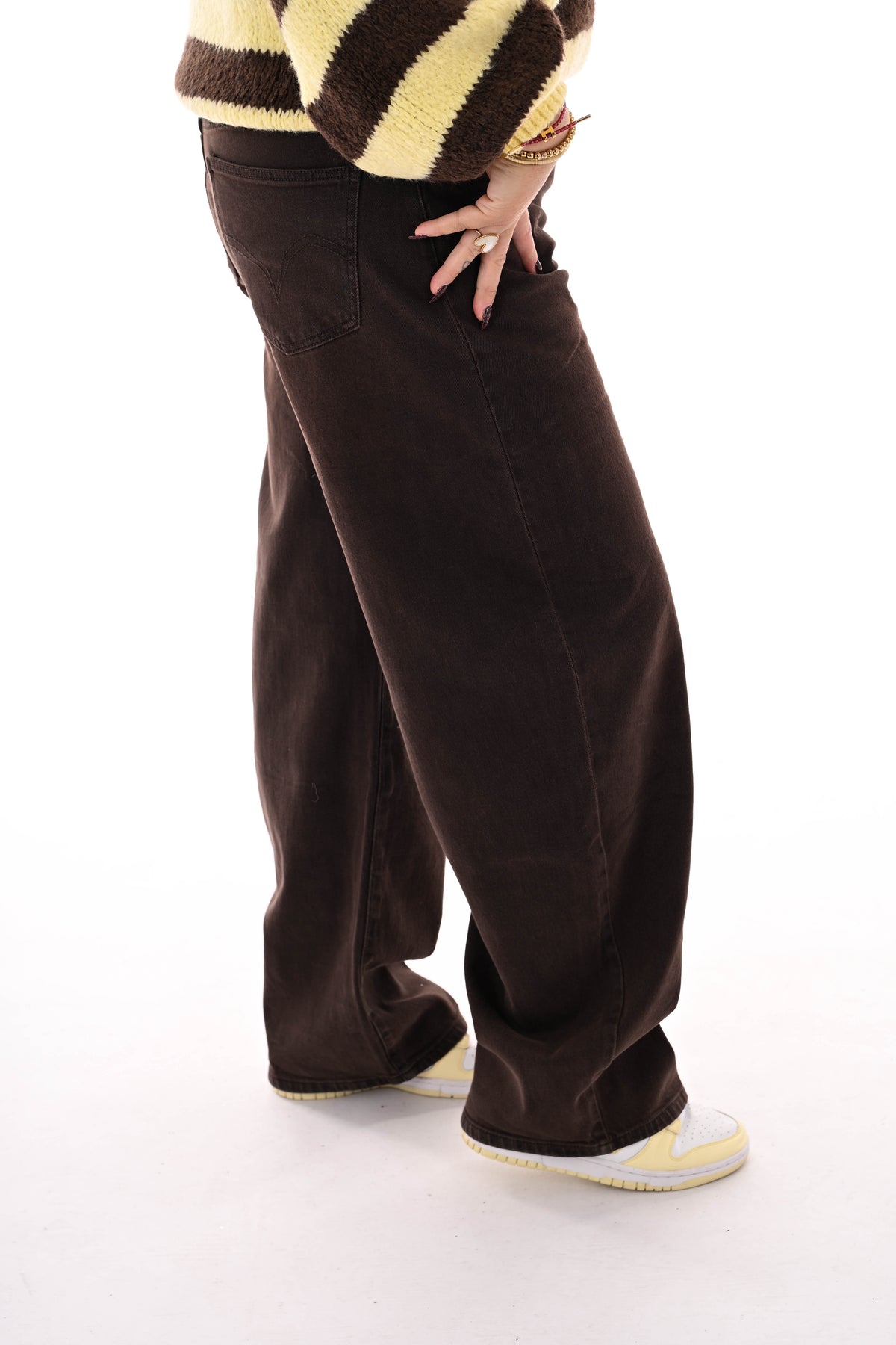 Queen of hearts barrel jeans donkerbruin