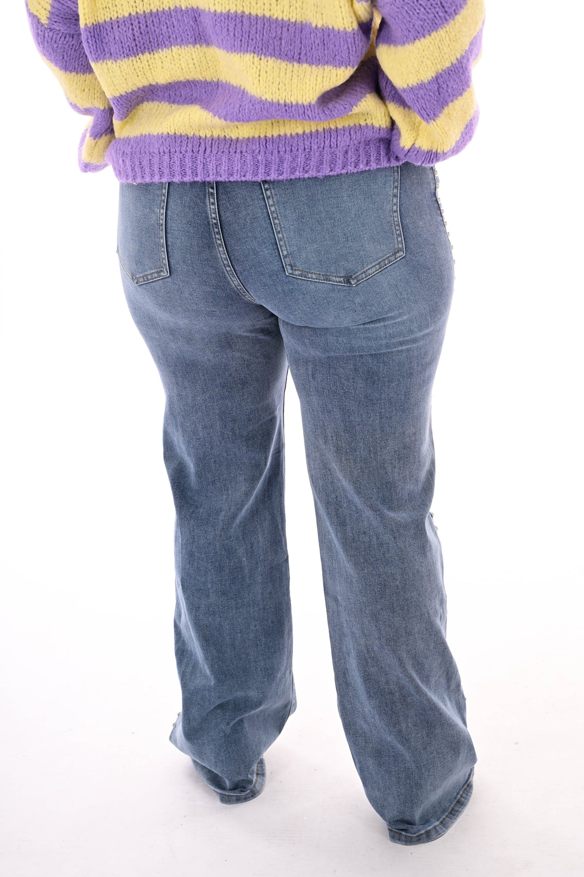 Kate denim wide leg studs blauw