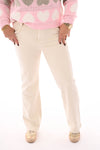 Folyrose jeans wide leg vlechtband creme