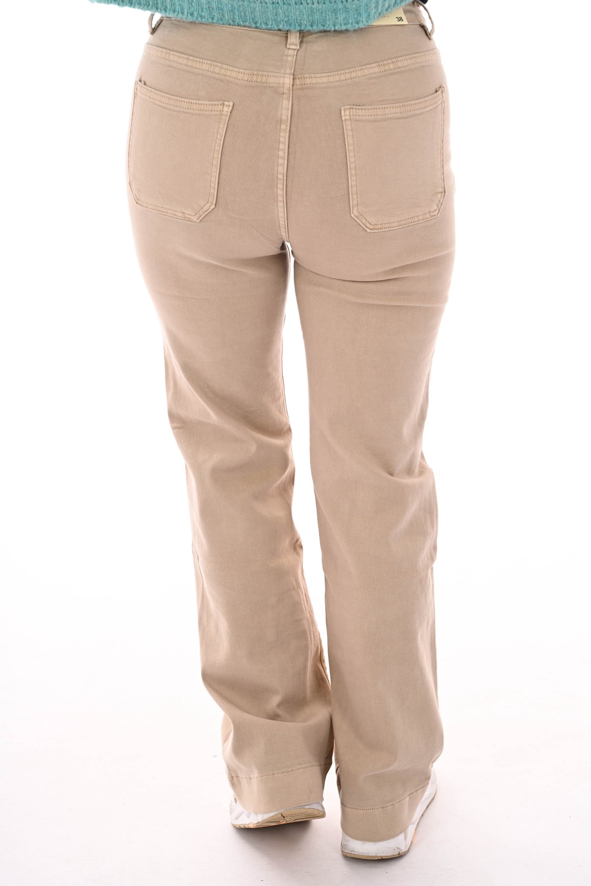 Folyrose jeans wide leg zakken voorkant beige