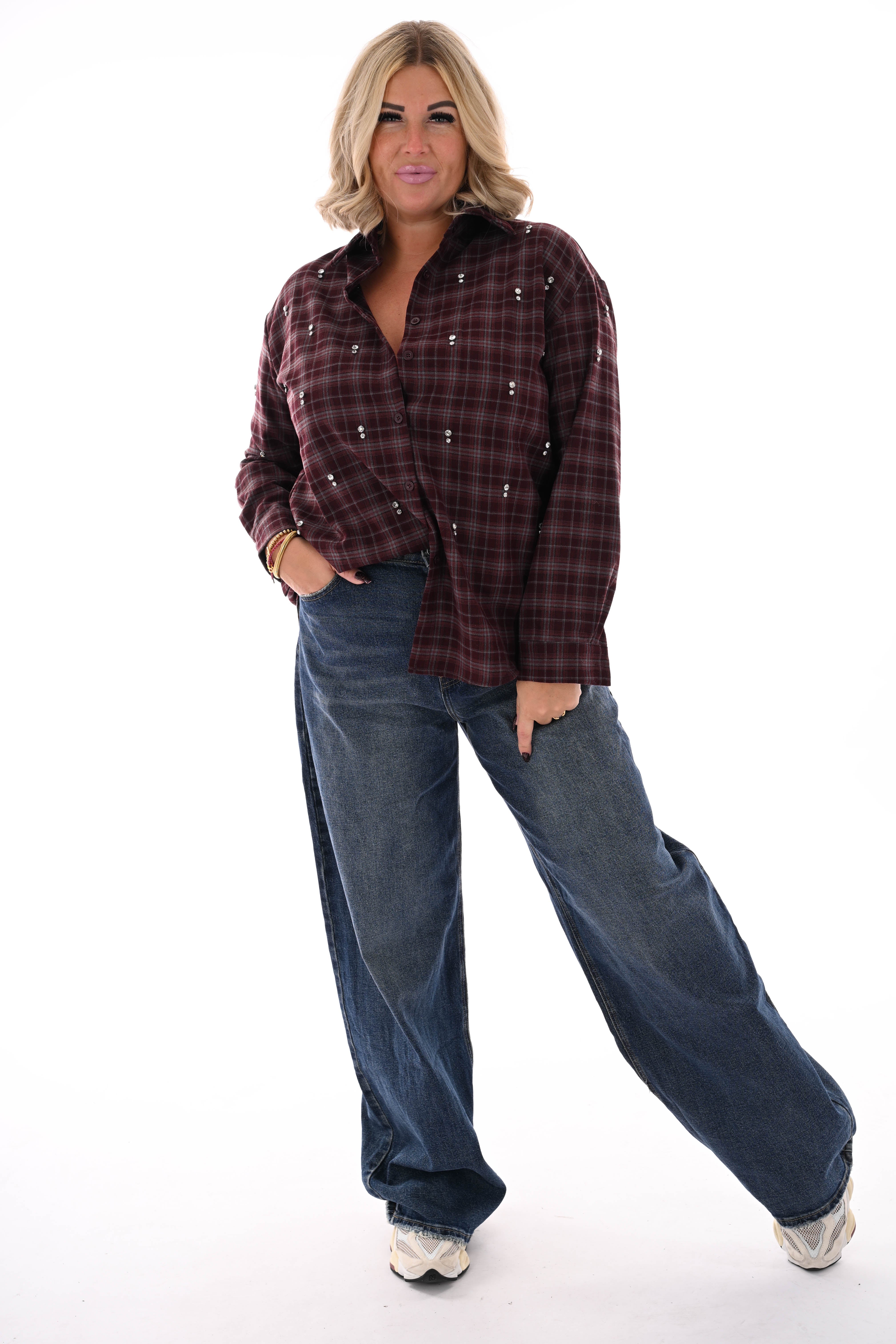 Queen of hearts wide leg stonewash donkerblauw