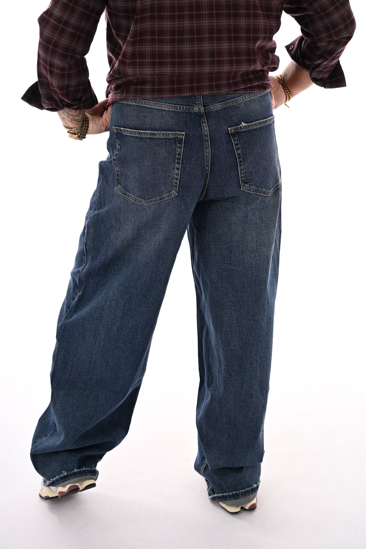 Queen of hearts wide leg stonewash donkerblauw