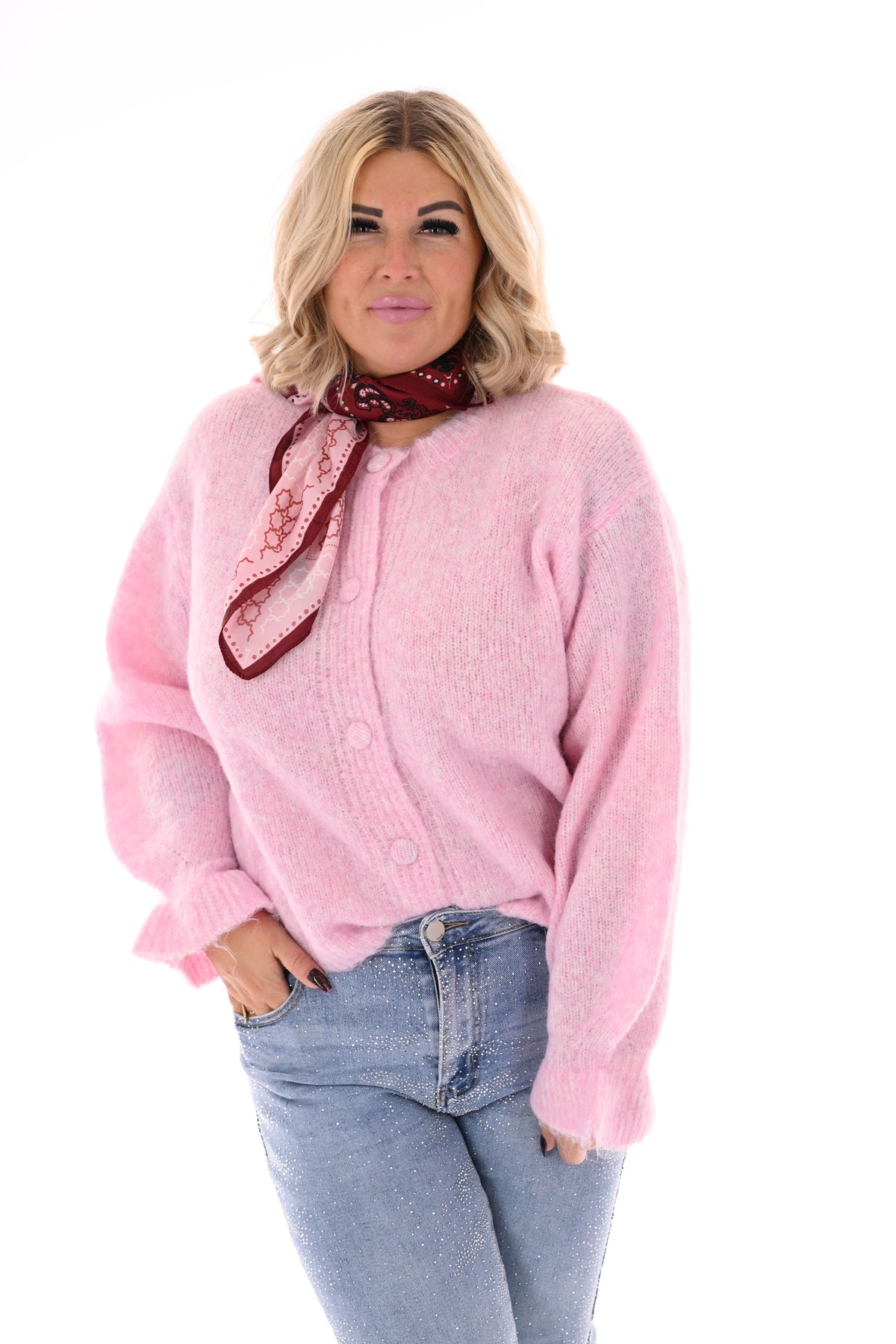 Vest roezelmouwen lichtroze