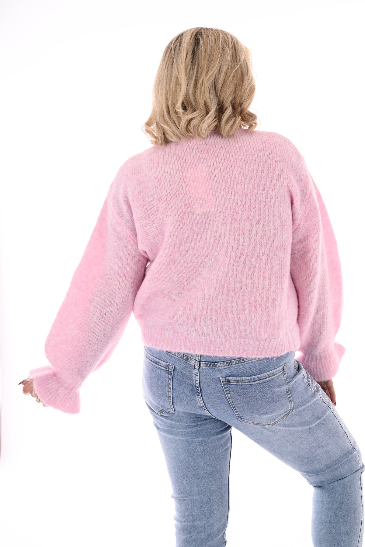 Vest roezelmouwen lichtroze