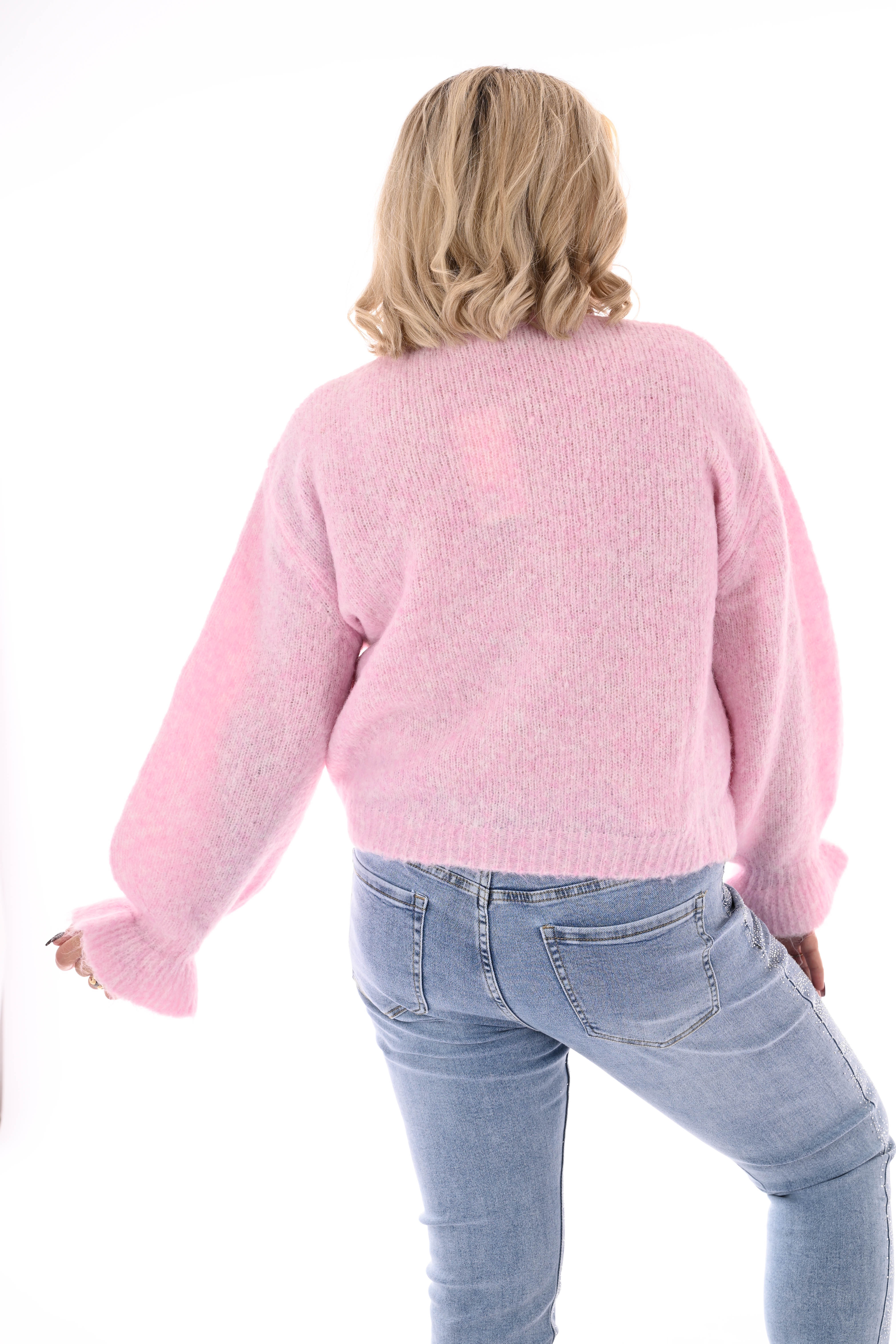 Vest roezelmouwen lichtroze