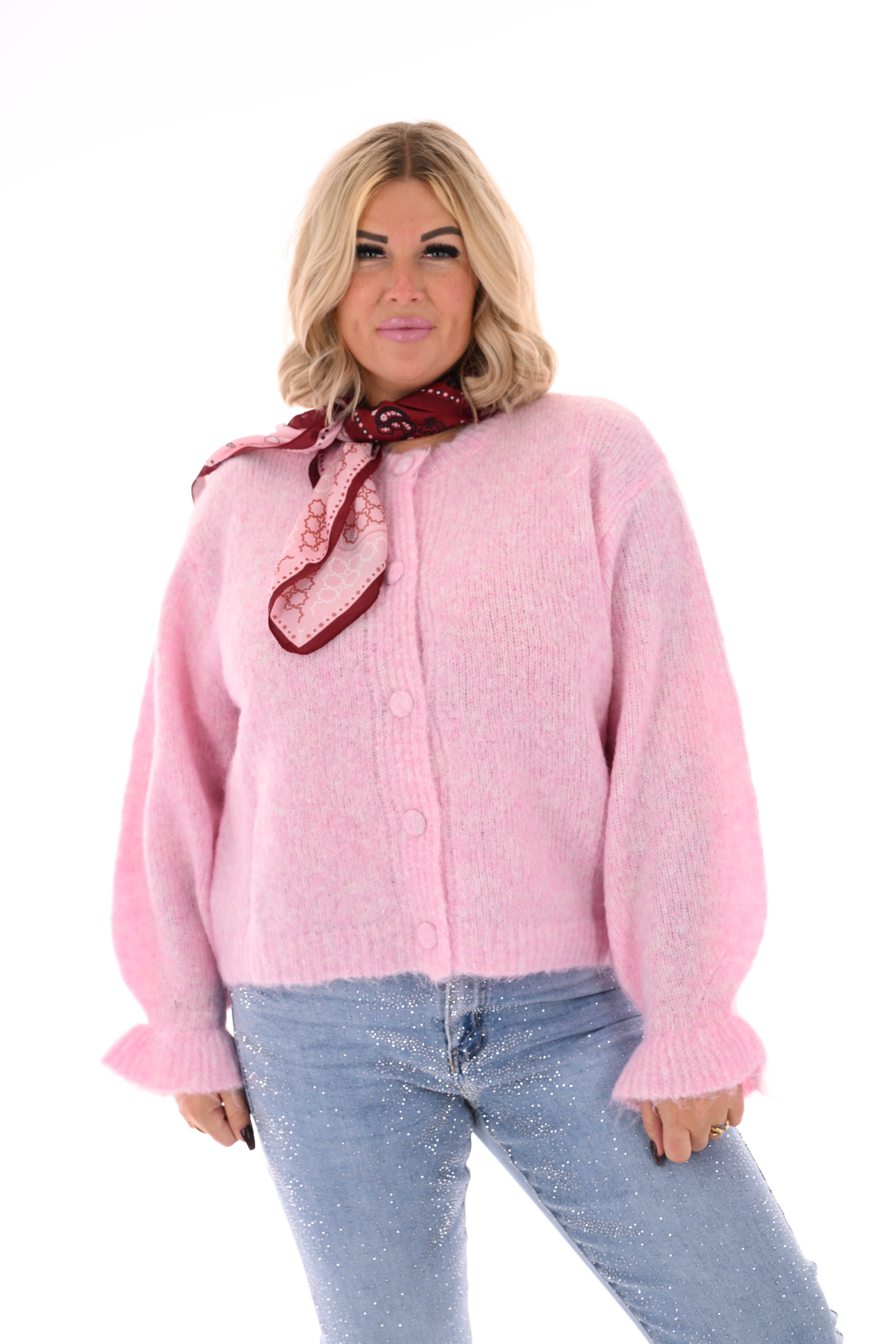 Vest roezelmouwen lichtroze