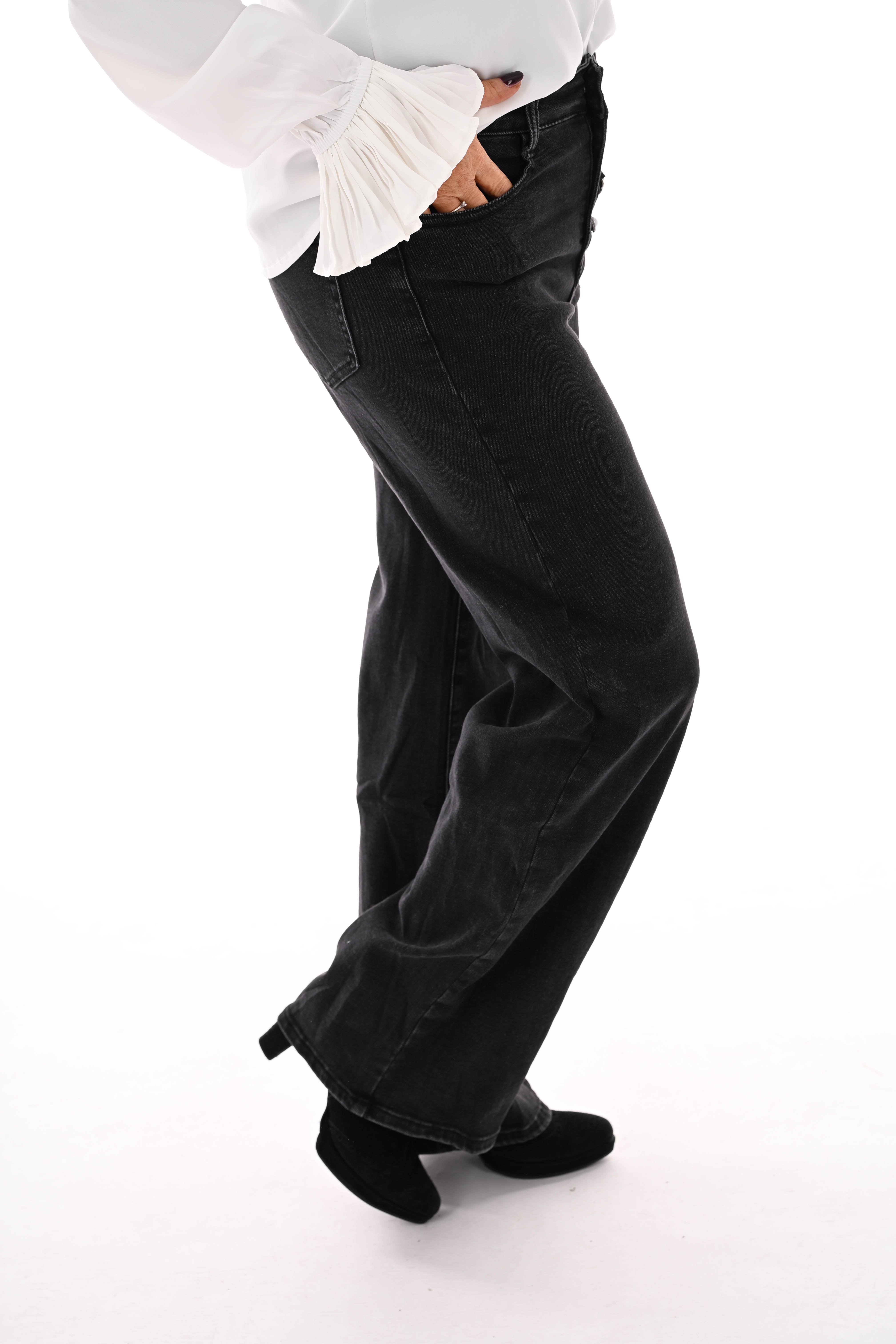 G-smack wide leg sierknopen gemeleerd zwart