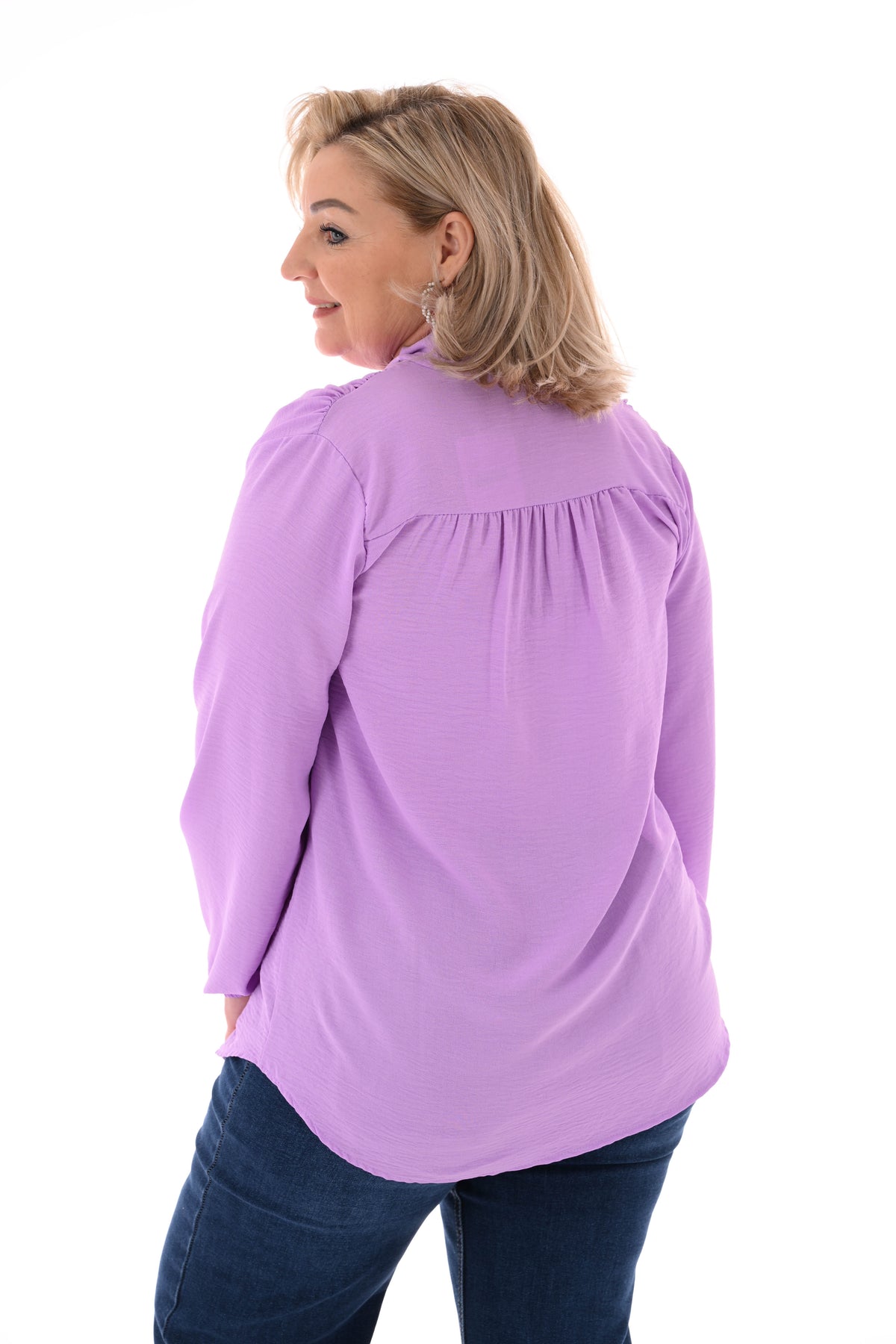 Top lange mouwen met strik lila