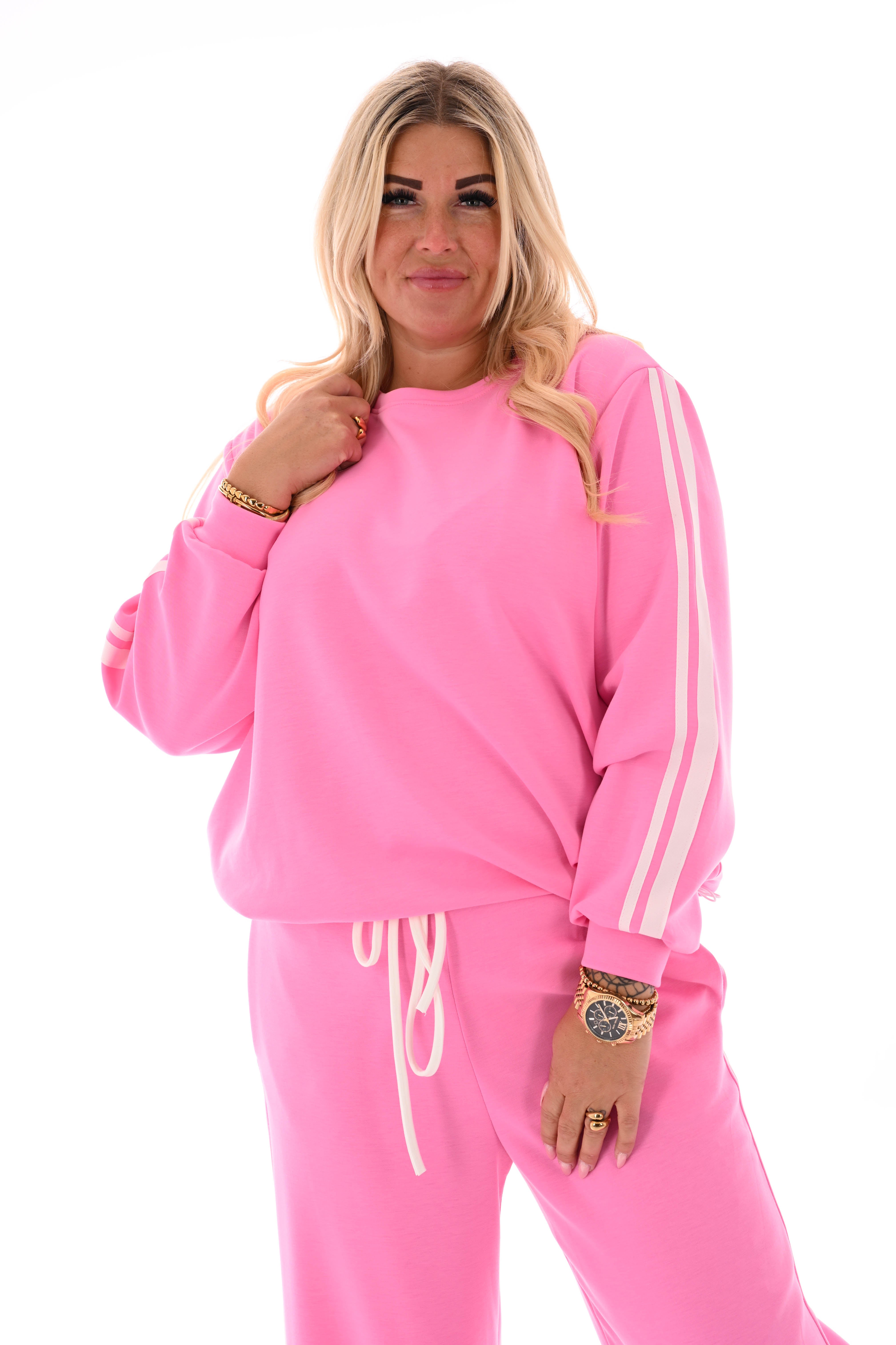 Tweedelig pak met smalle bies aantrekkoord roze