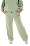 Wijde joggingsbroek met naad uni lindegroen