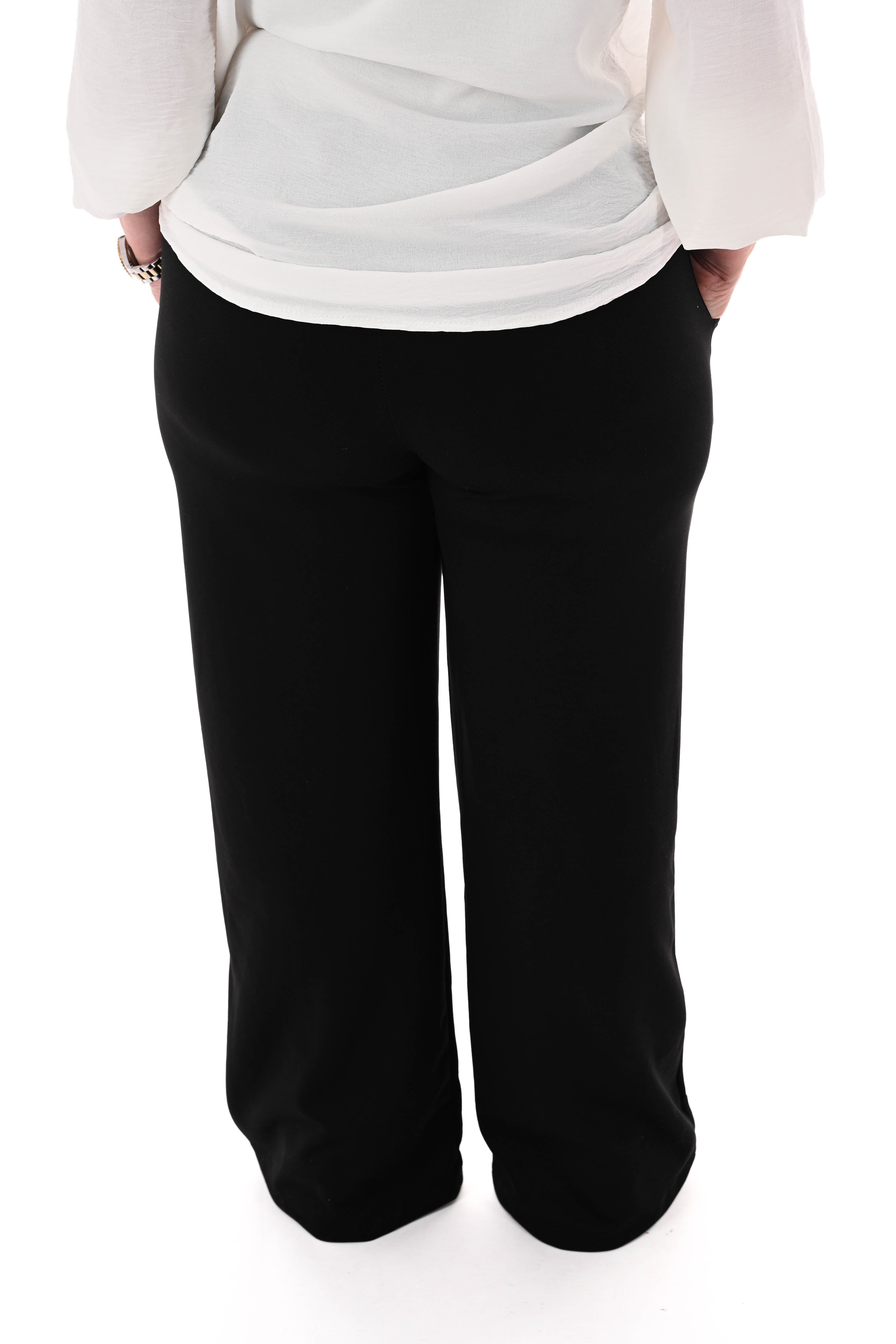 Wijde joggingsbroek met naad uni zwart