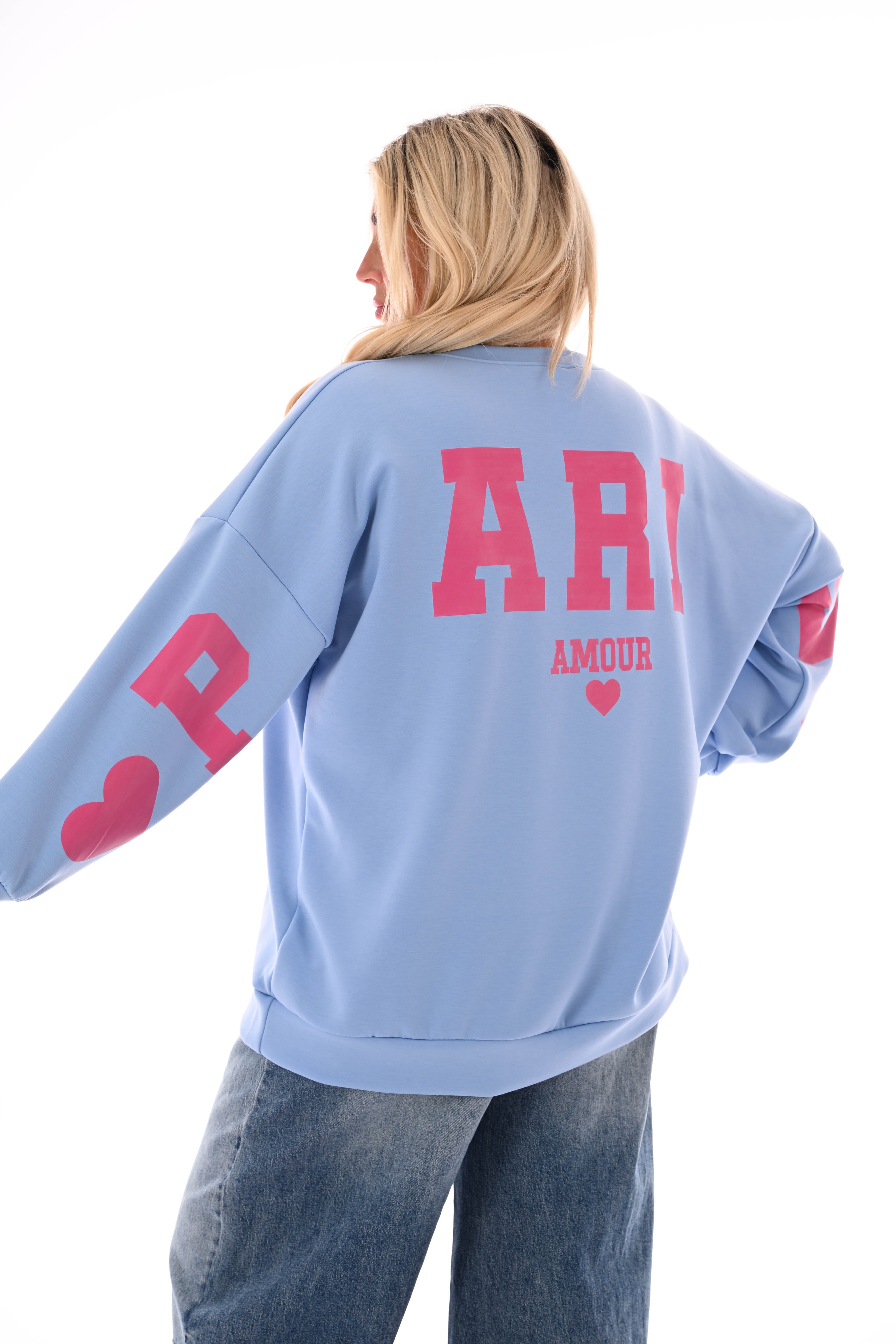 Sweater Paris Amour lichtblauw