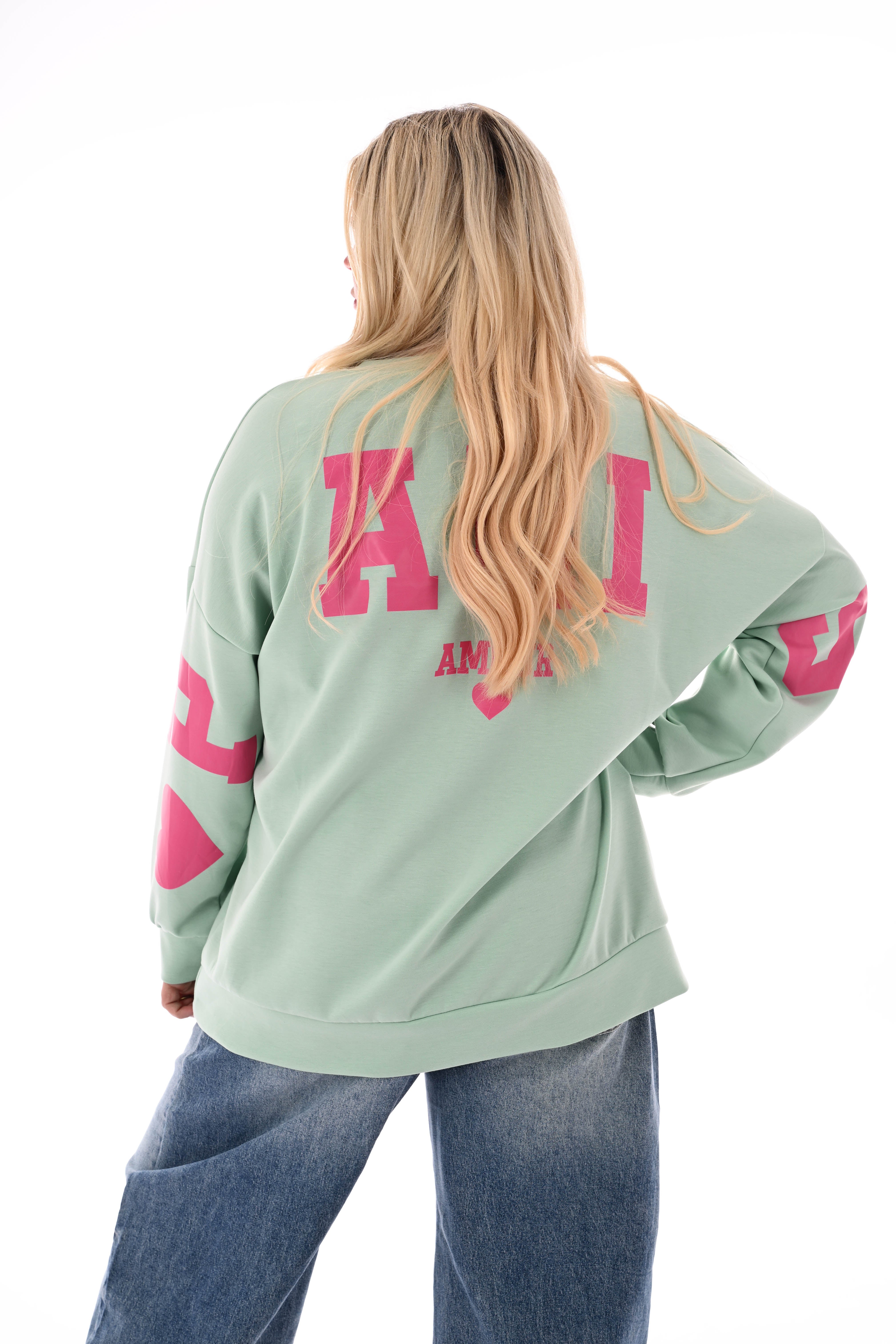 Sweater Paris Amour lindegroen