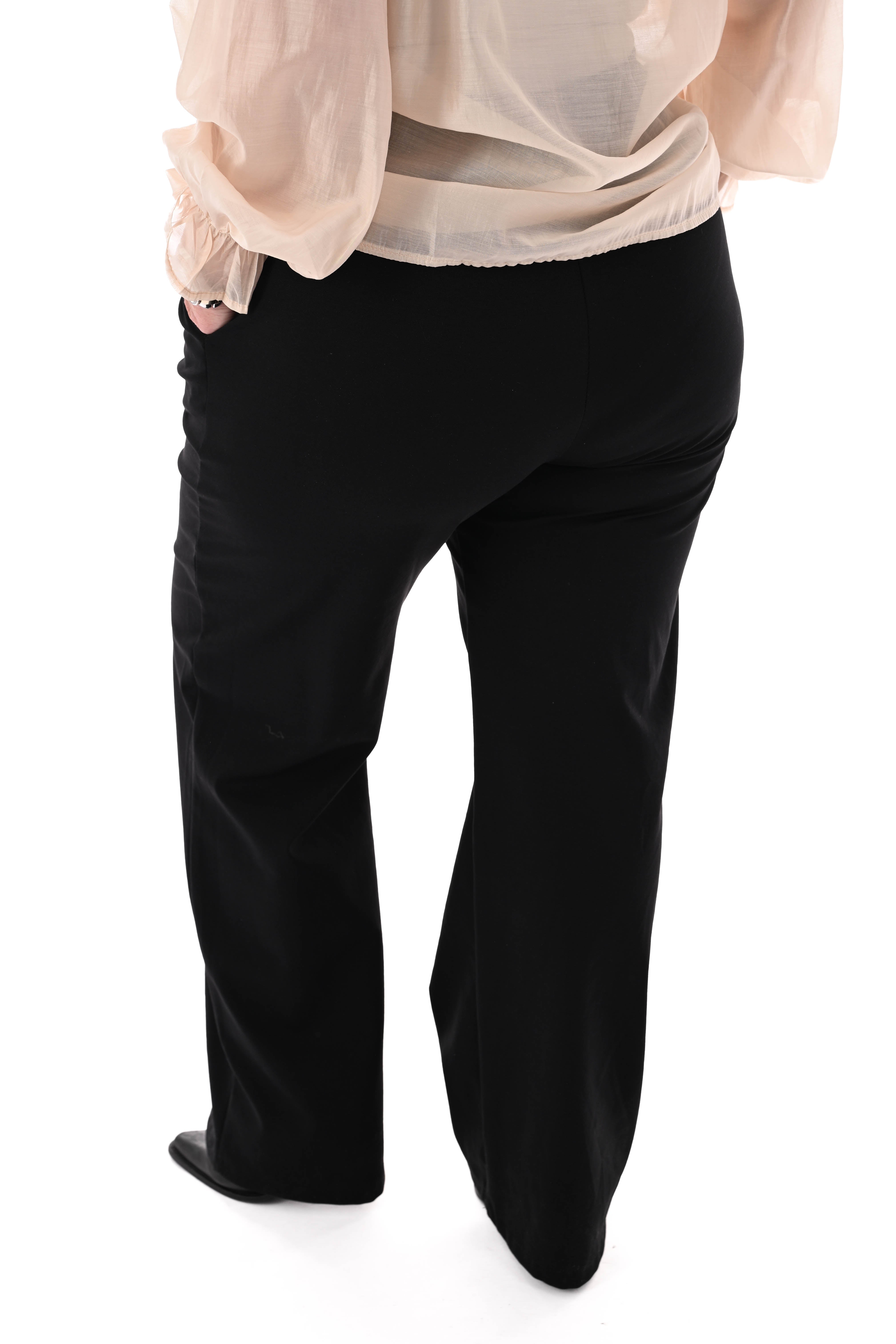 Wijde broek met brede elastieken band zwart