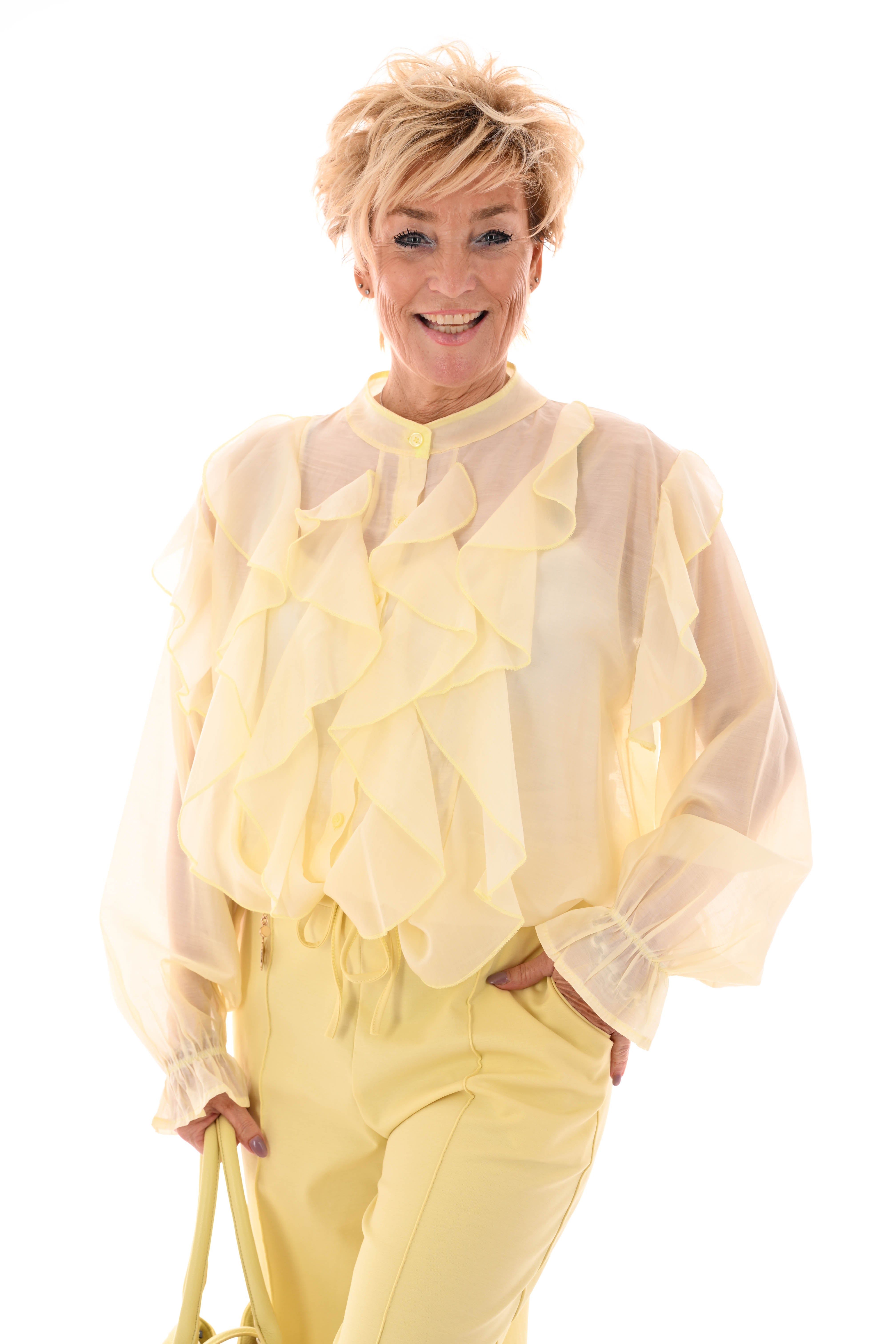 Blouse roezels lichtgeel
