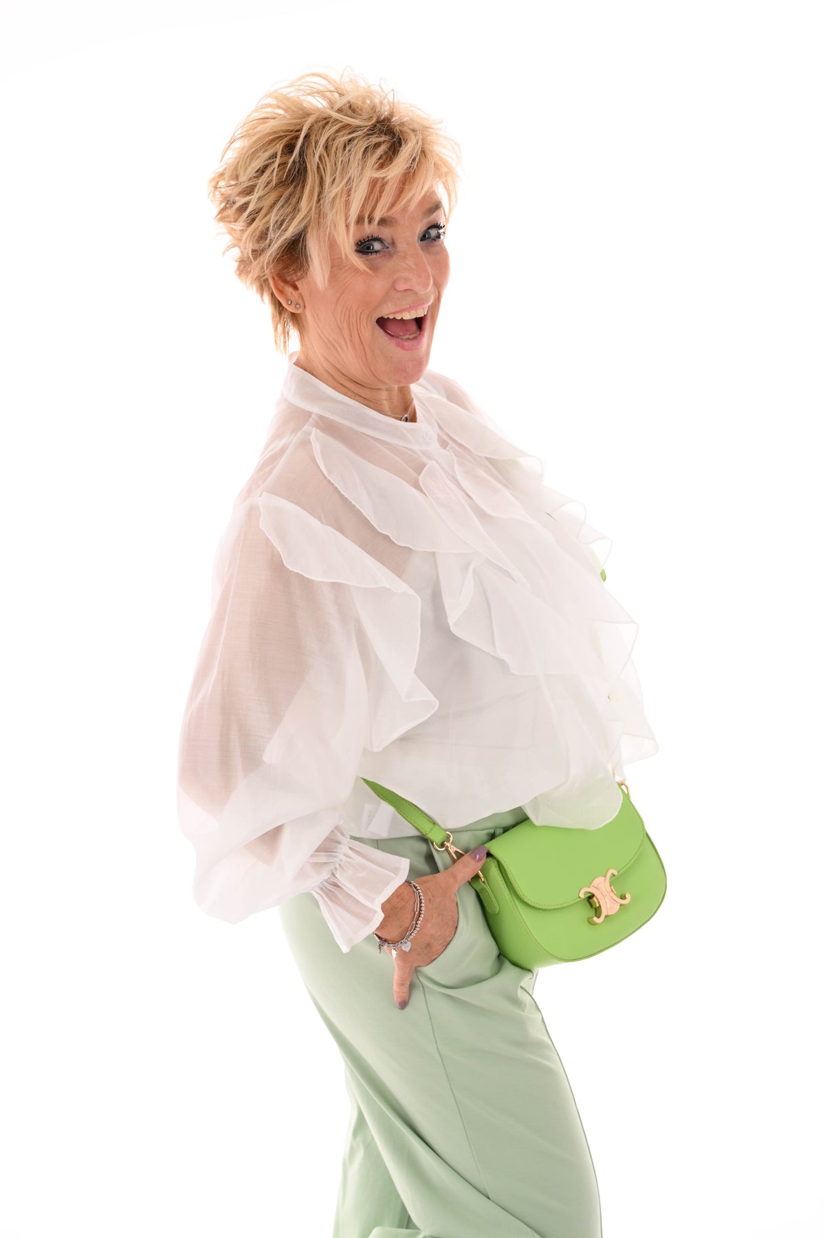 Blouse roezels roomwit