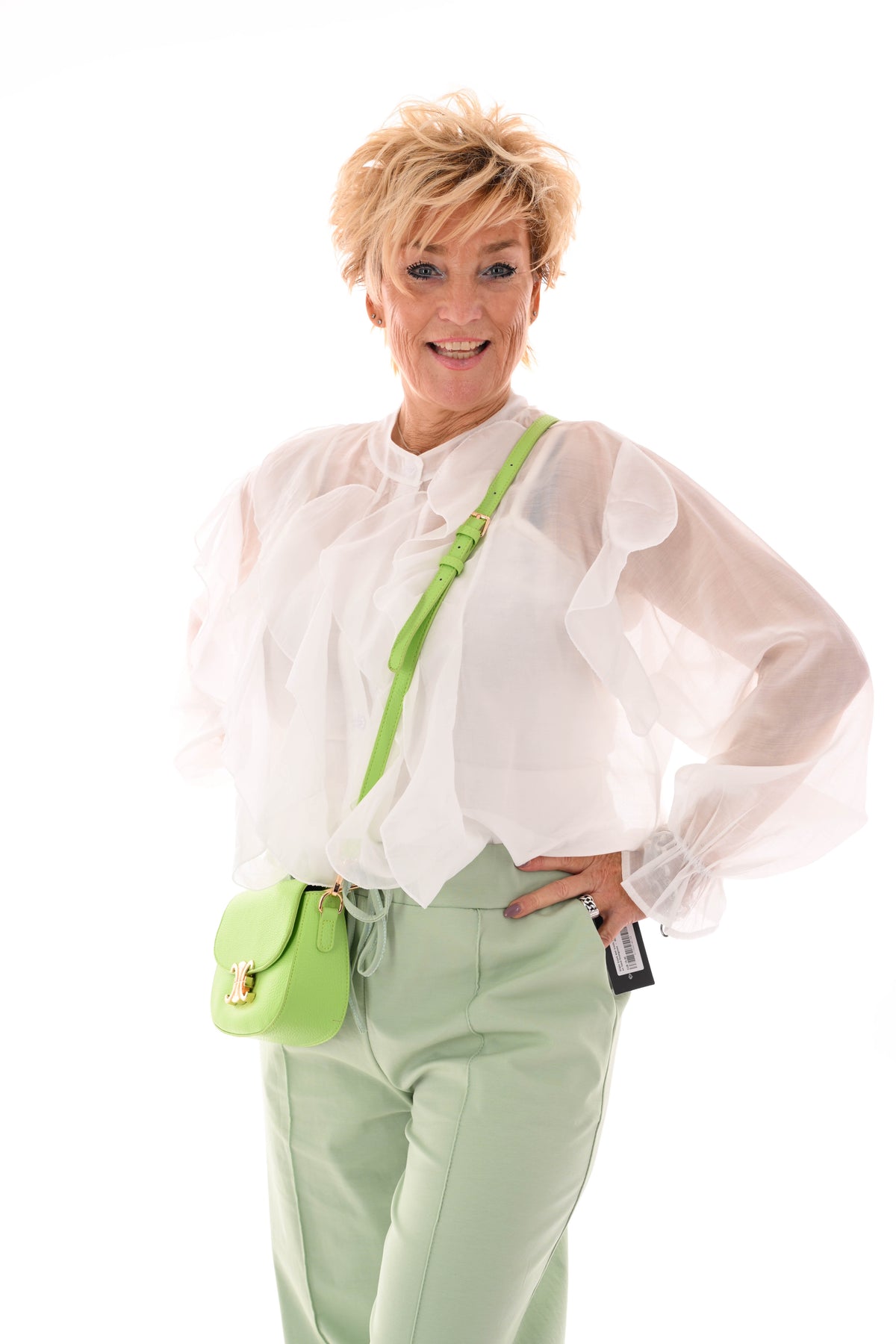 Blouse roezels roomwit