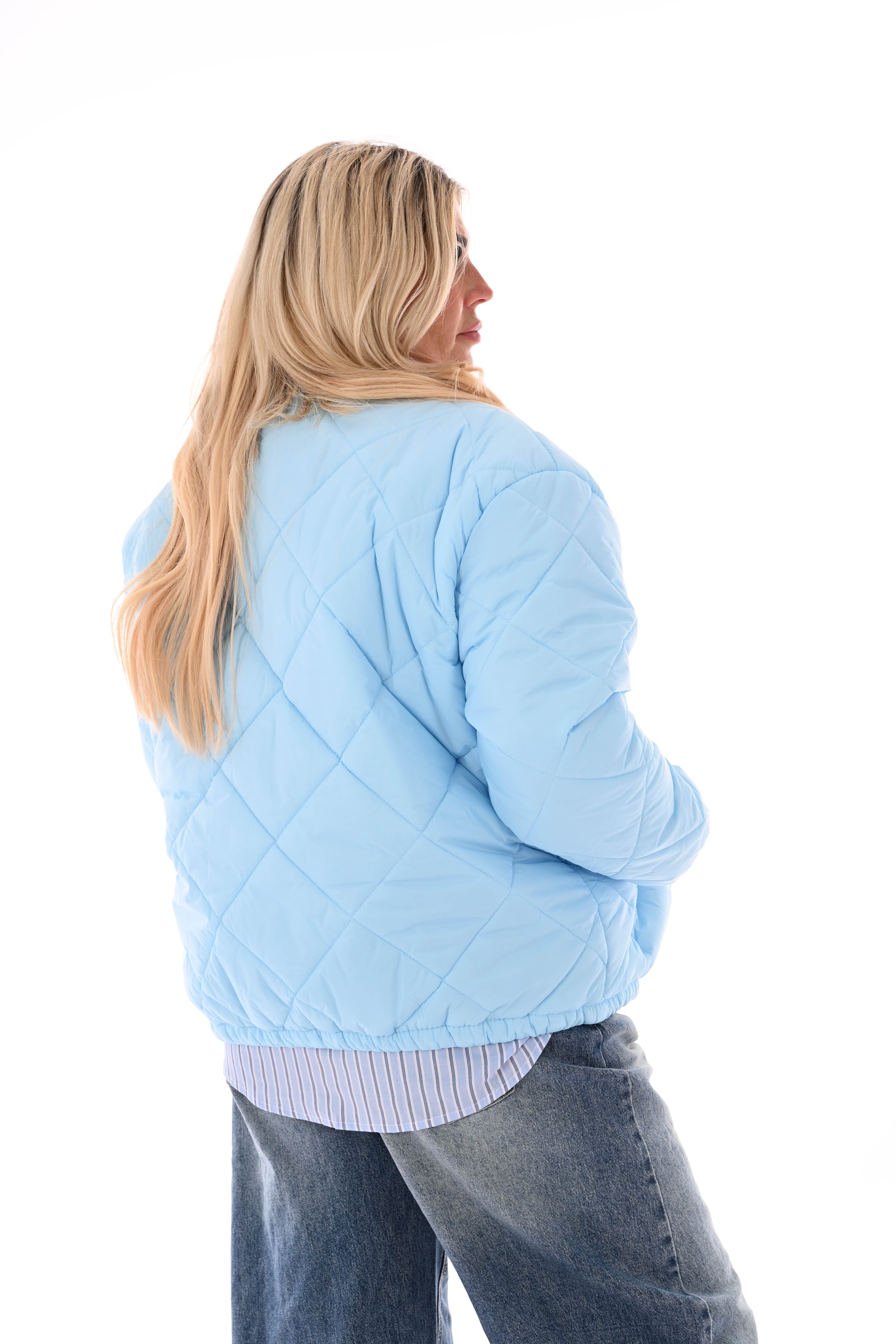 Kort jasje ruitpatroon lichtblauw