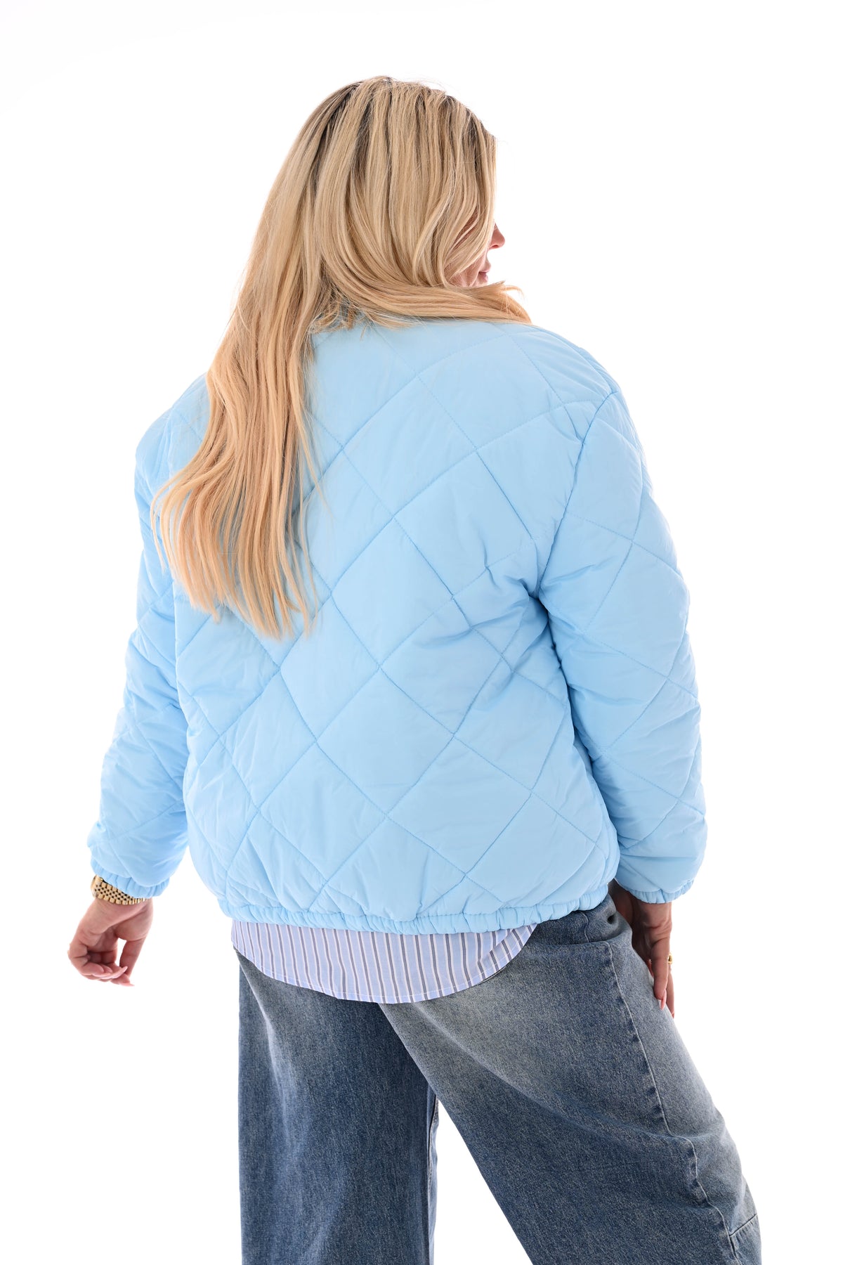 Kort jasje ruitpatroon lichtblauw