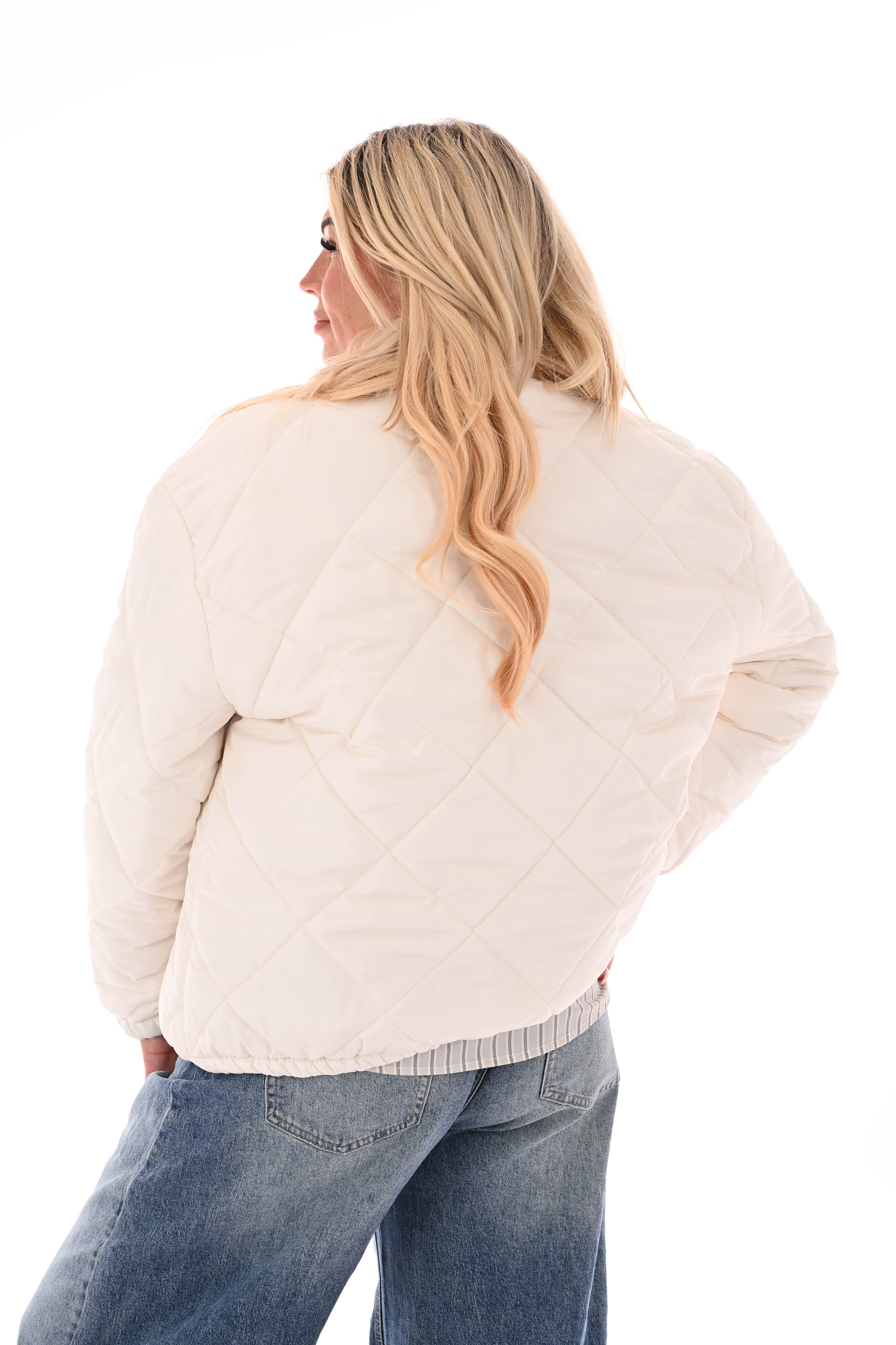 Kort jasje ruitpatroon roomwit