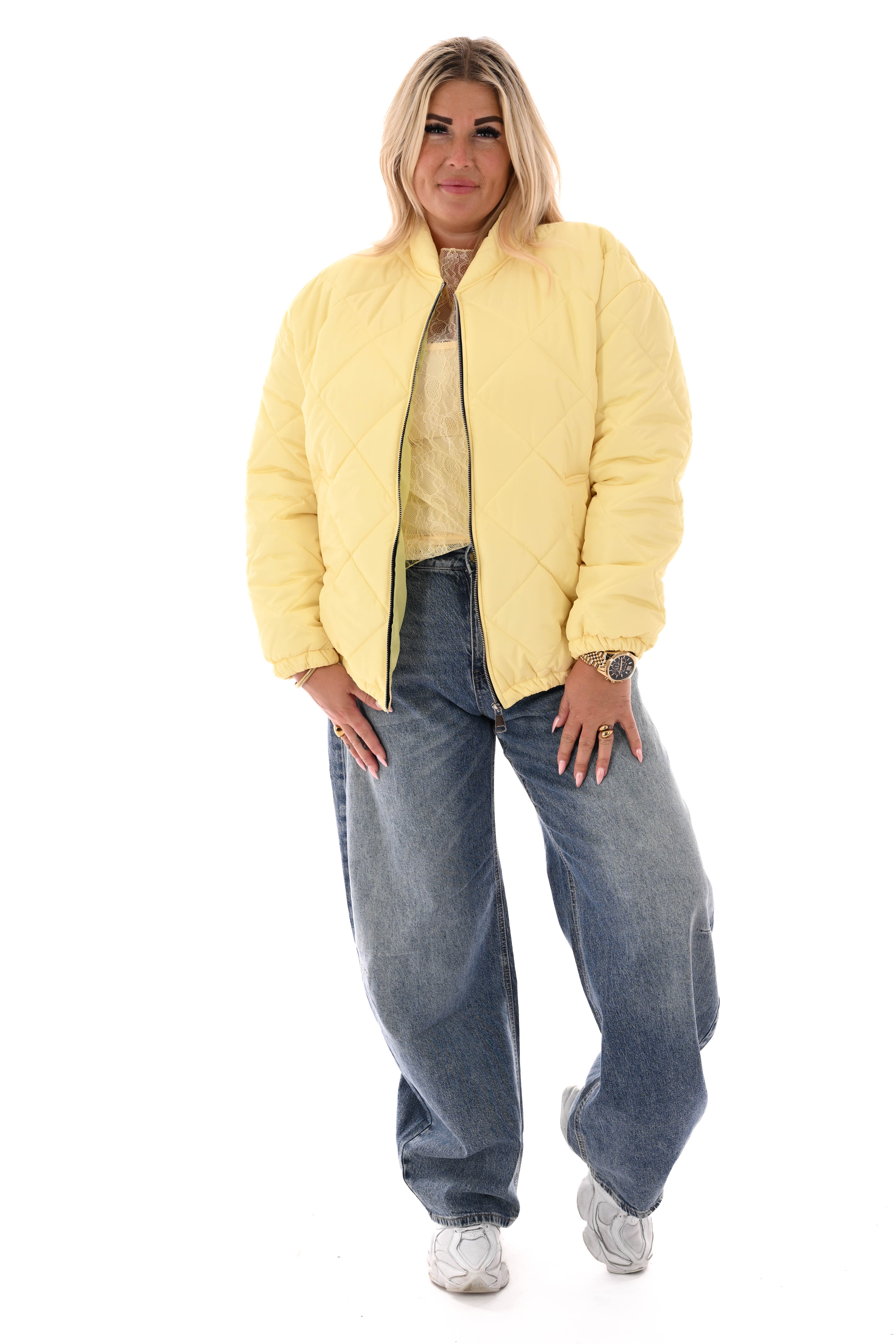 Kort jasje ruitpatroon geel