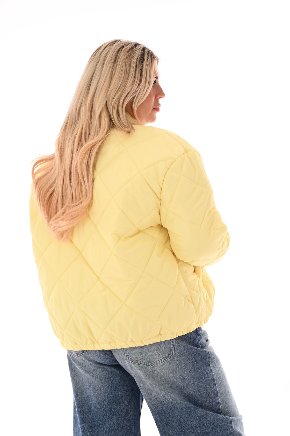 Kort jasje ruitpatroon geel