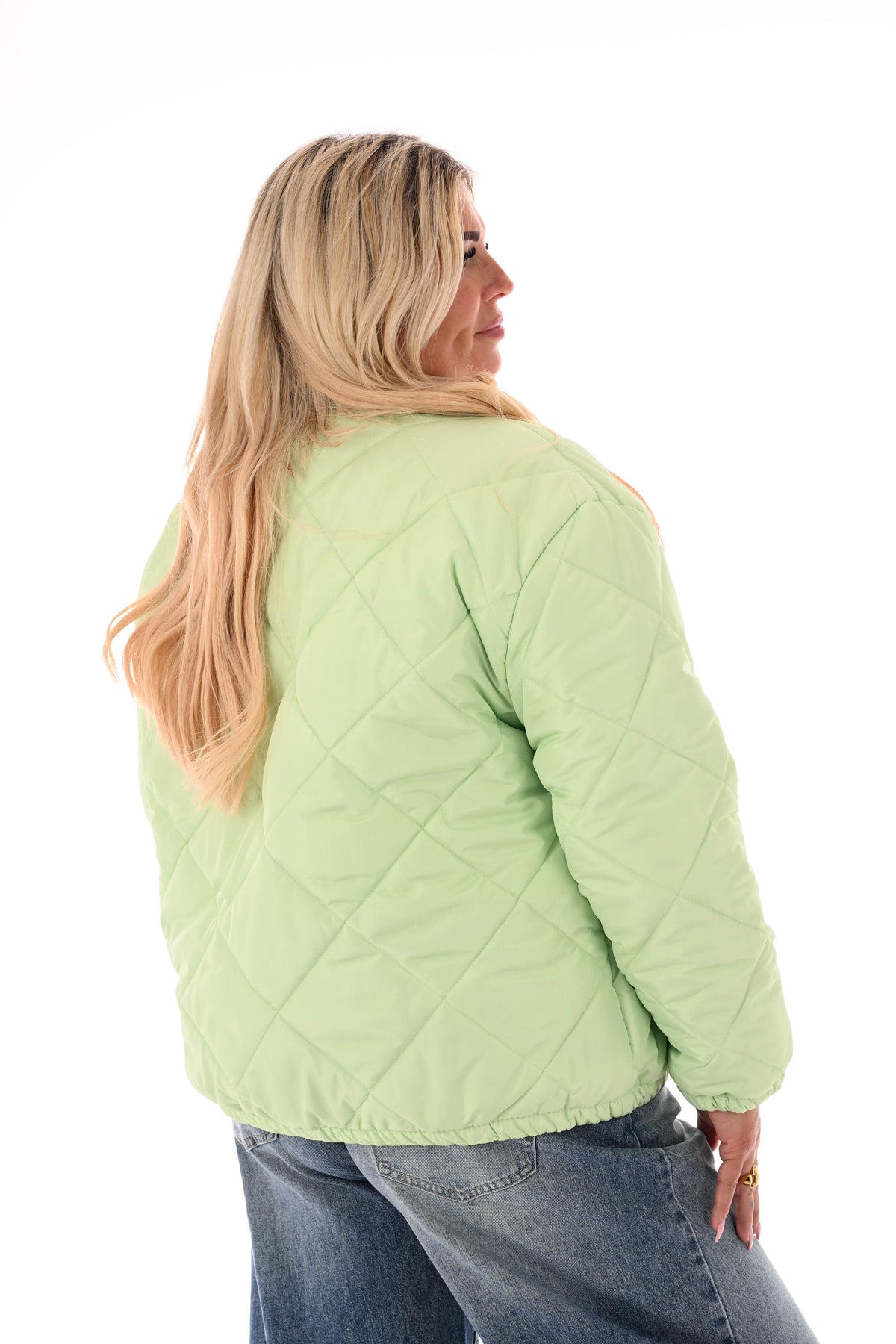 Kort jasje ruitpatroon lichtgroen