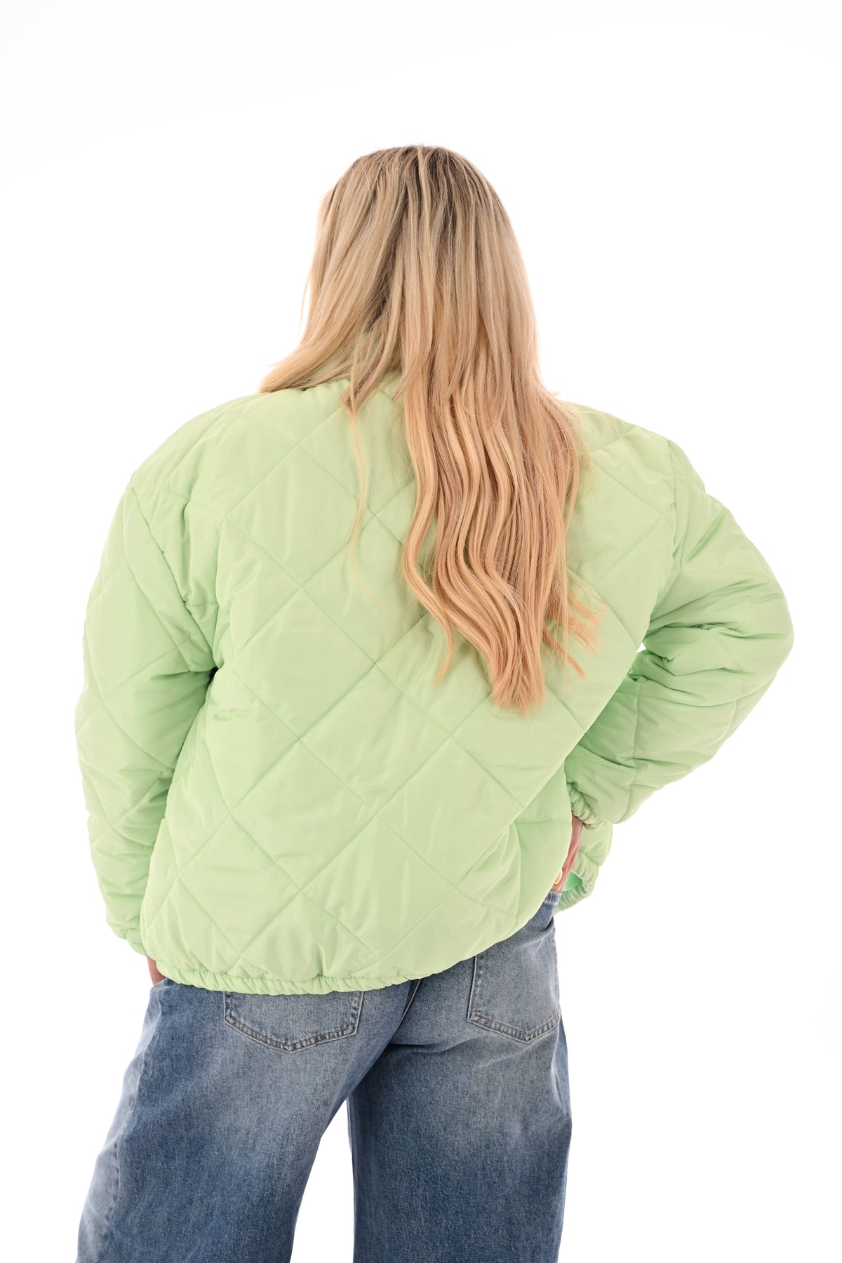 Kort jasje ruitpatroon lichtgroen