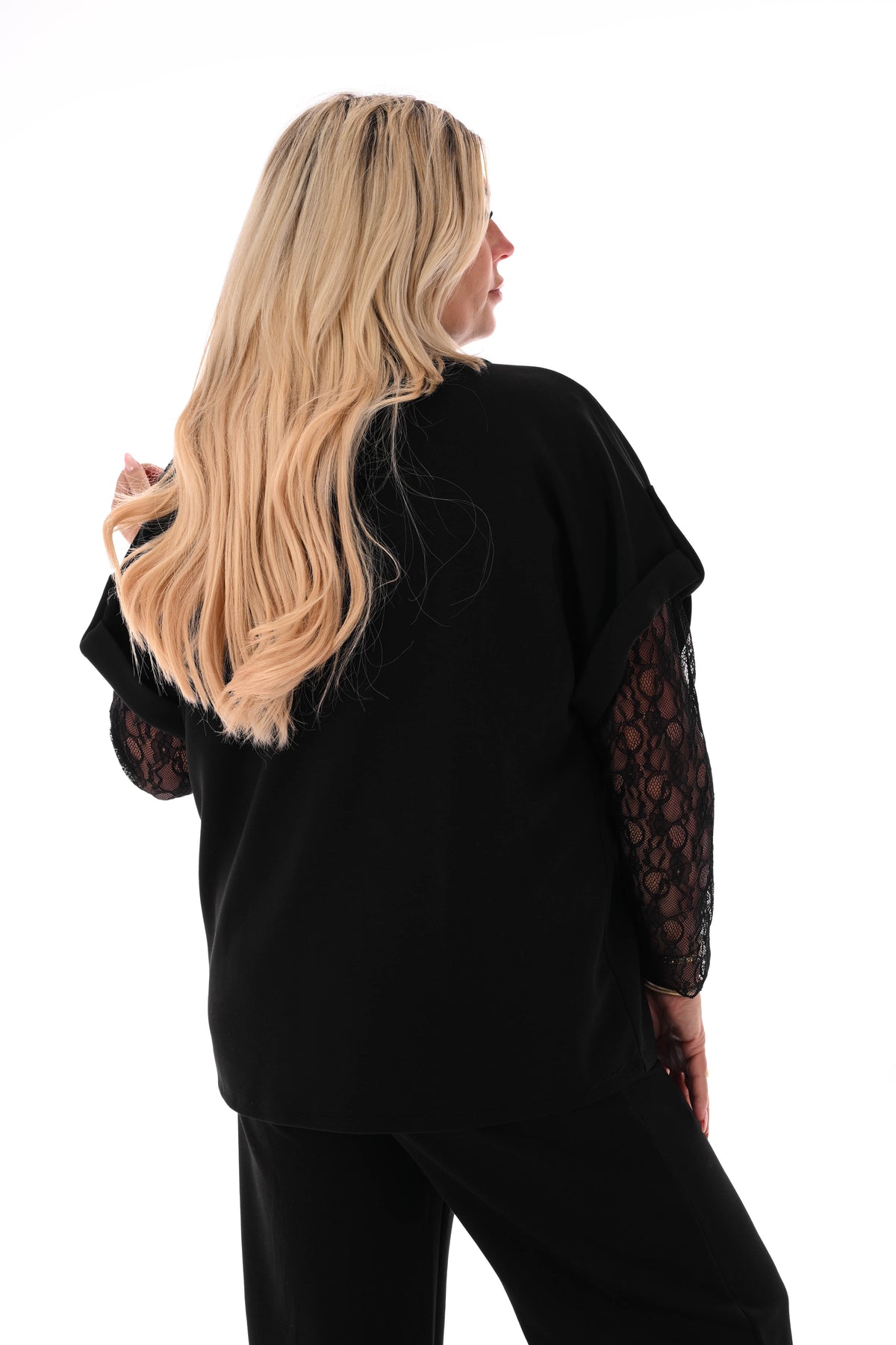 Jasje dubbele knoop ophaalmouwen zwart