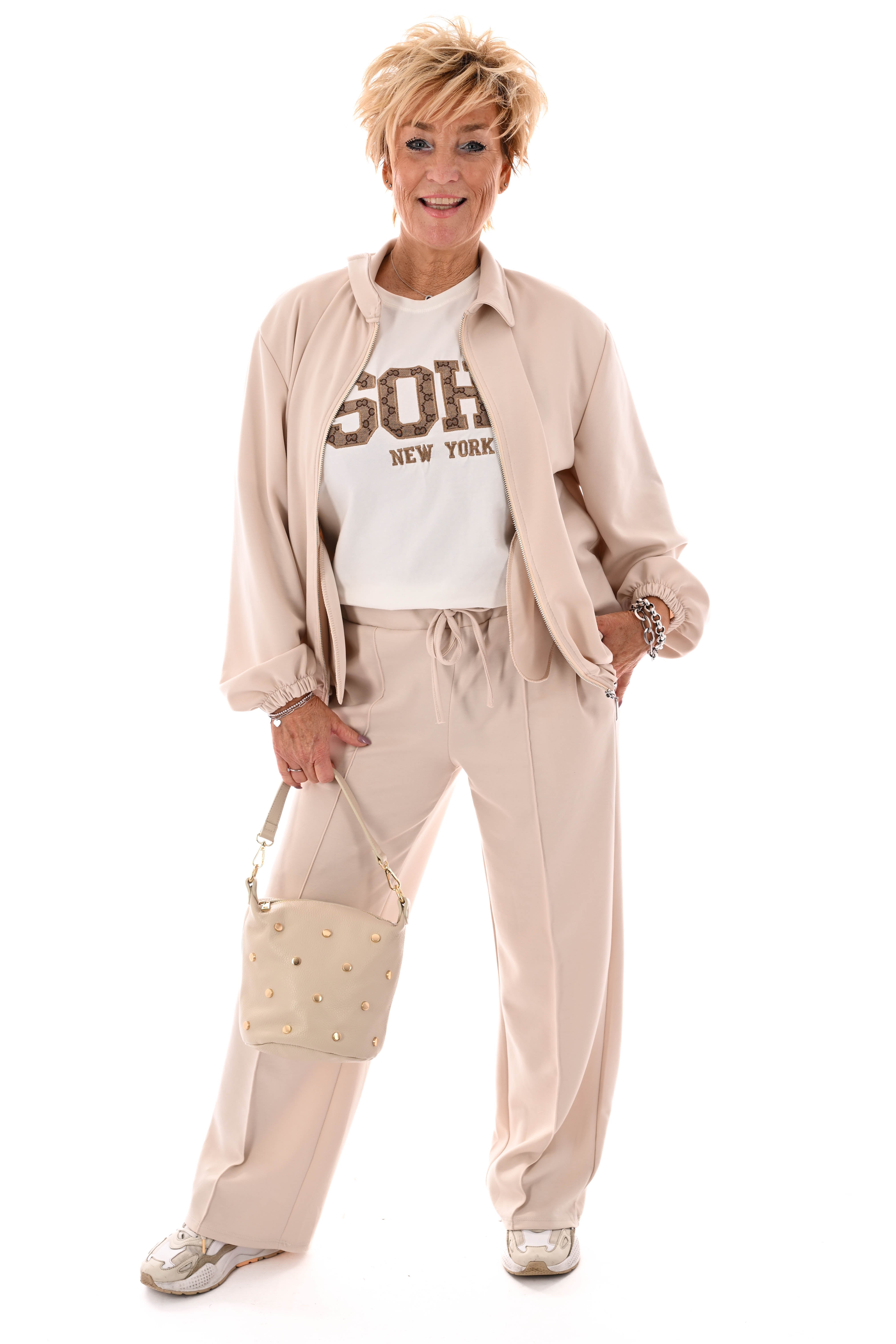 Tweedelig bomberpak beige