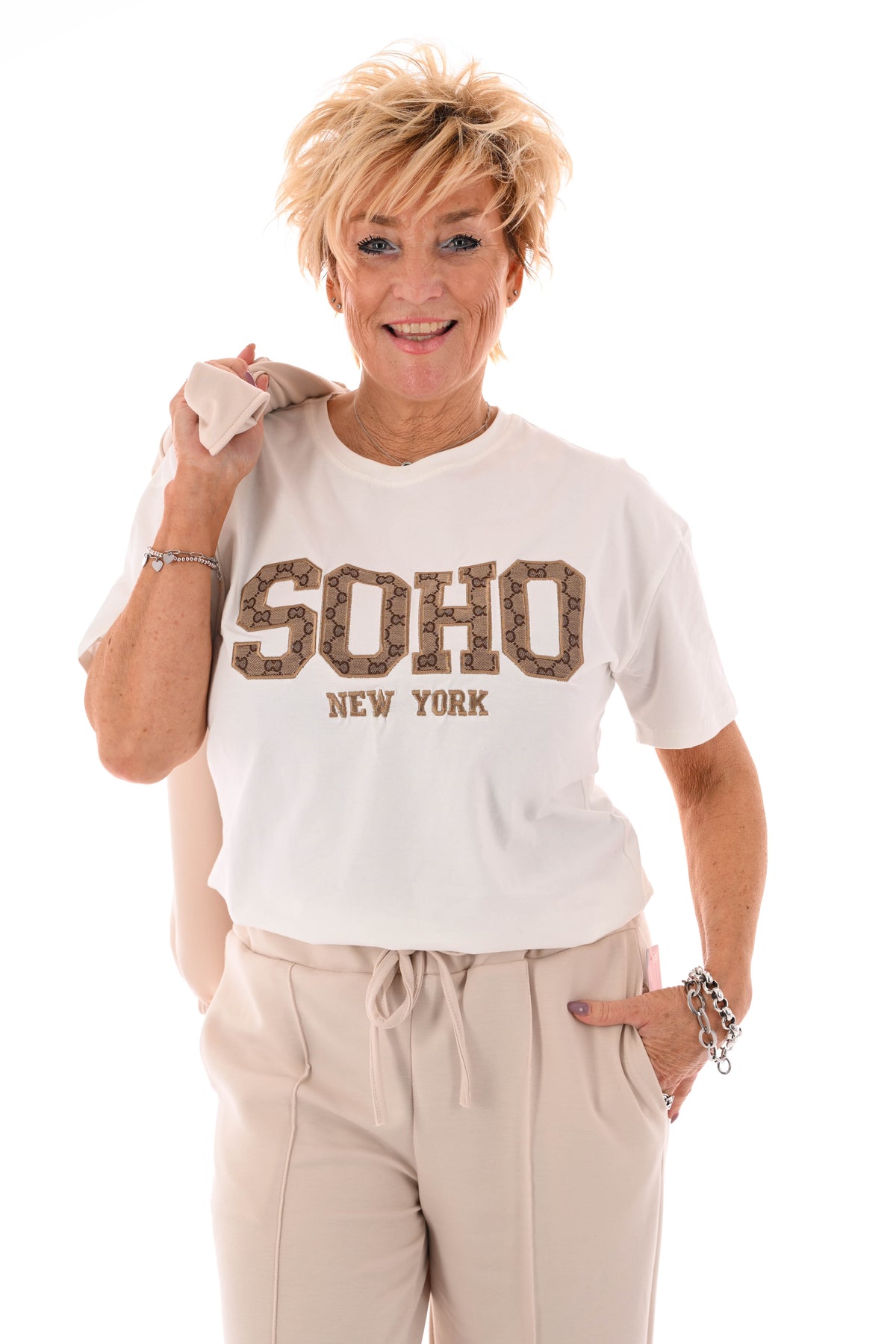 T-shirt soho print roomwit/camel