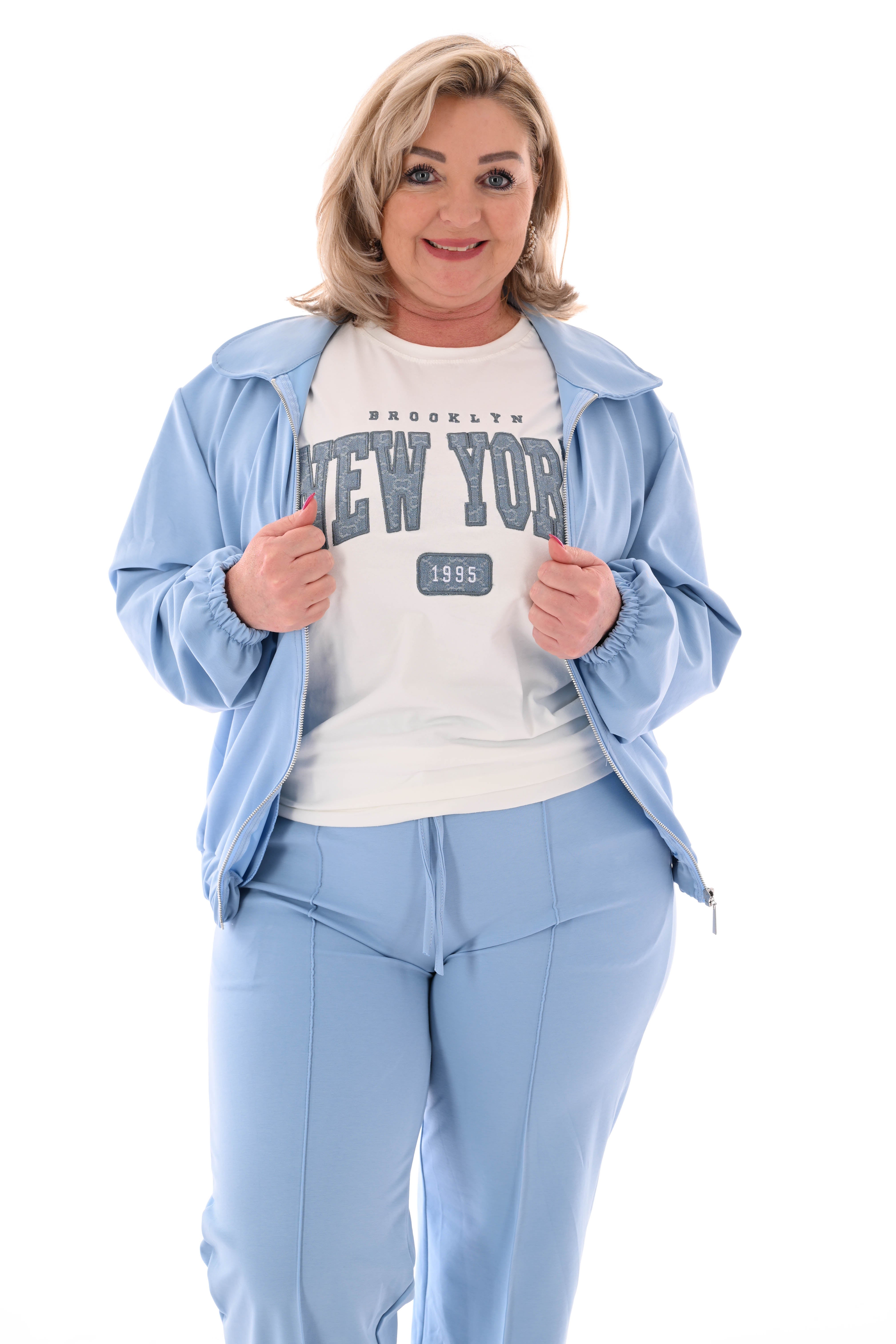 T-shirt New York roomwit/jeansblauw