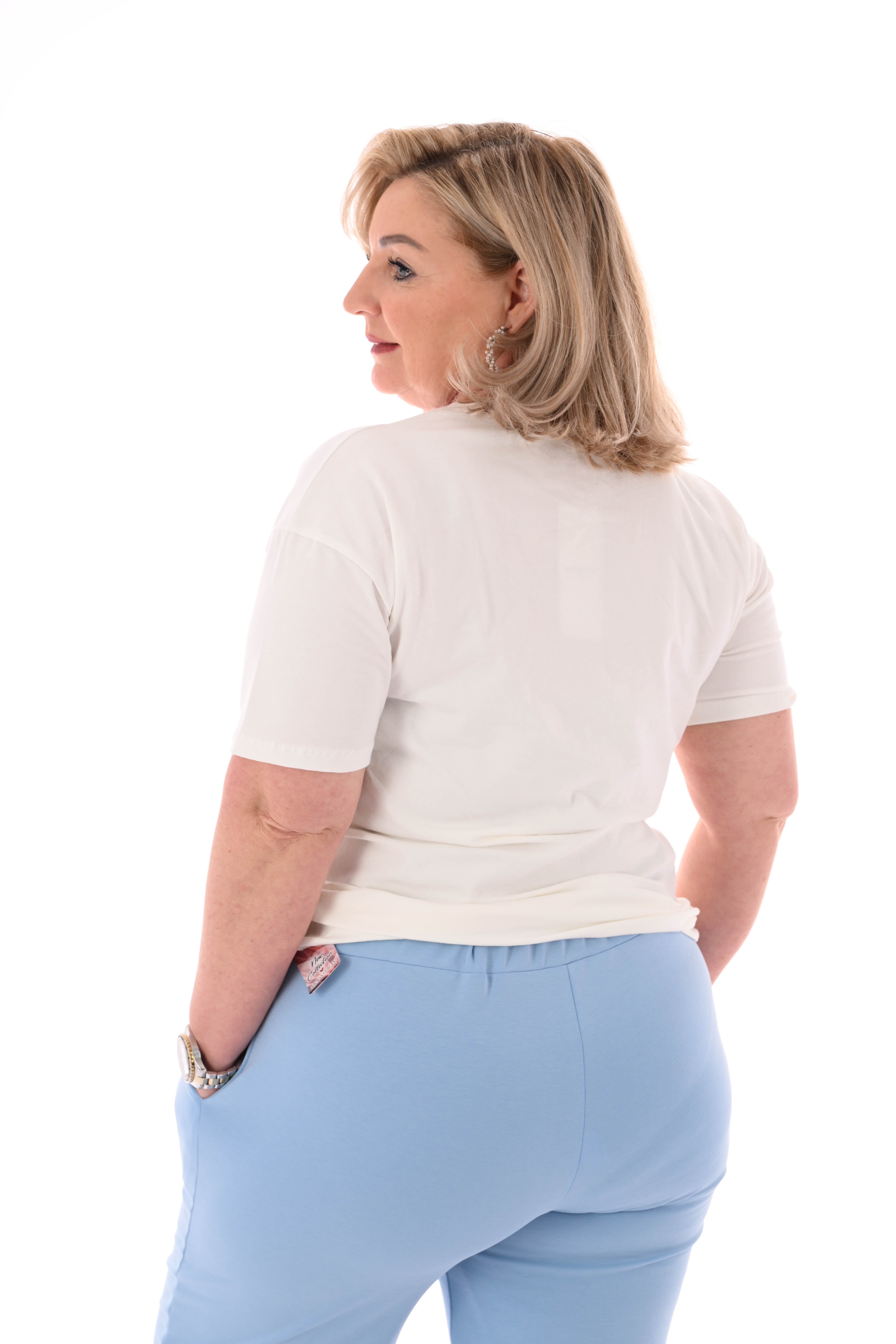 T-shirt New York roomwit/jeansblauw