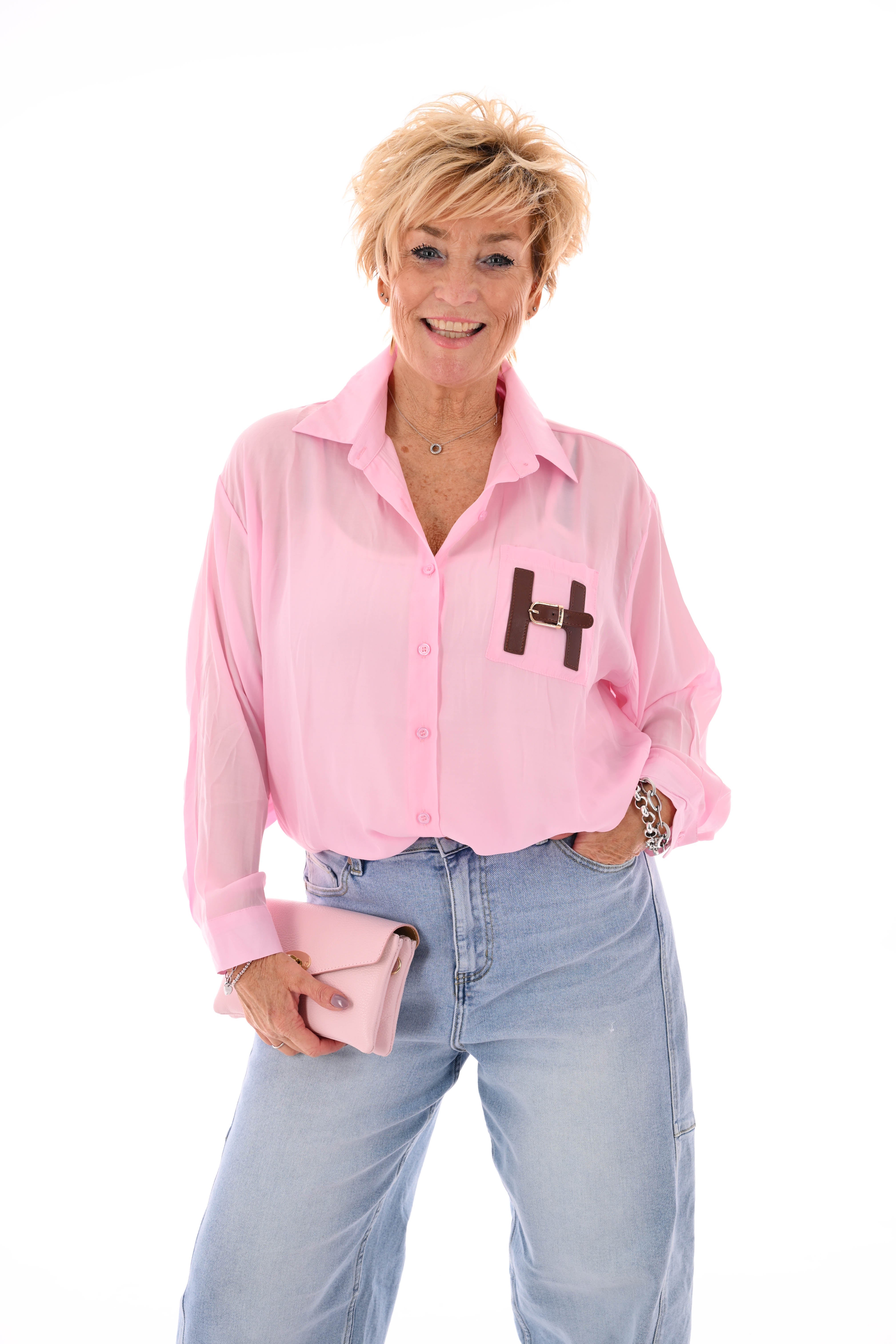 Doorknoop blouse H lichtroze