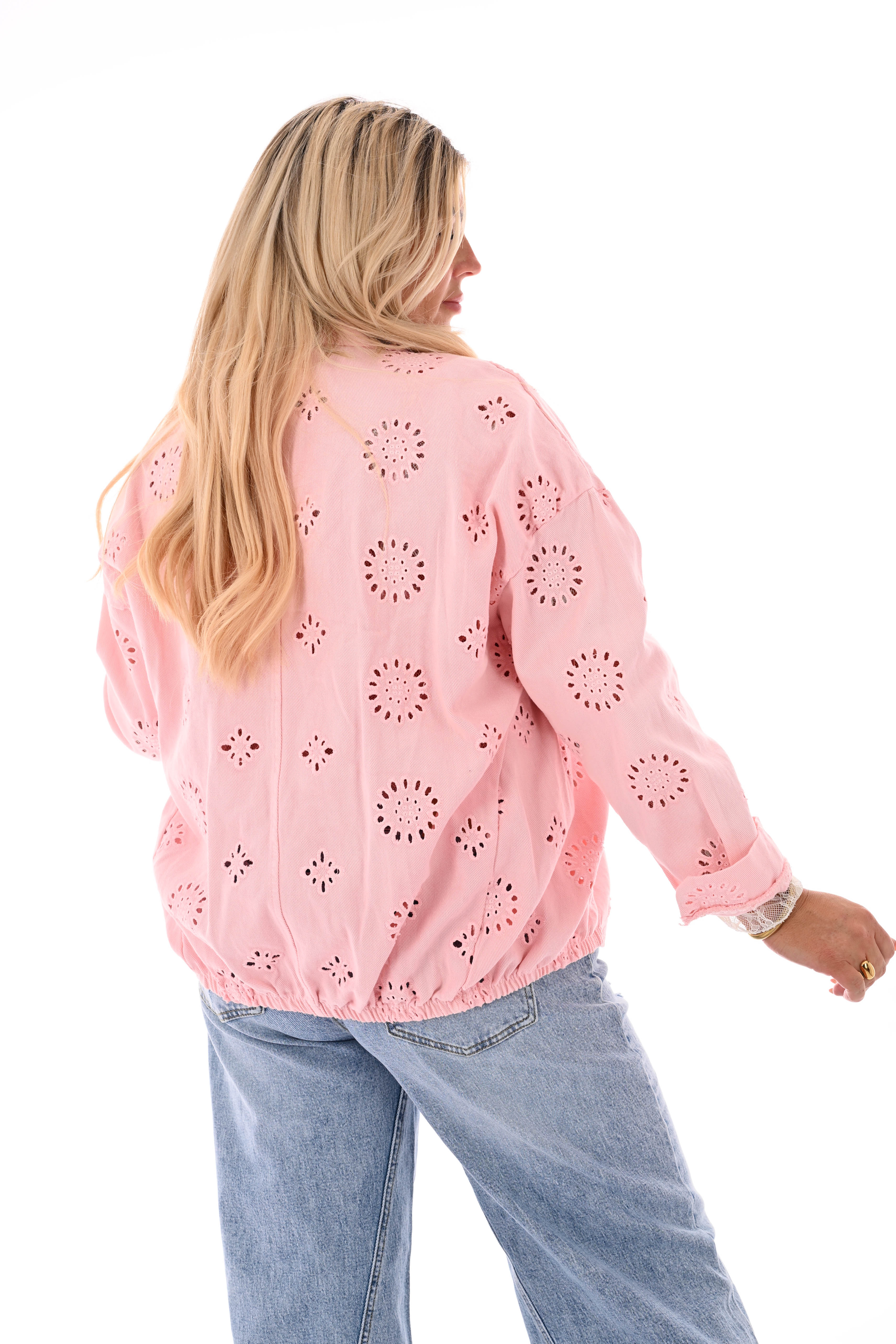 Jasje broderie met borstzakken lichtroze