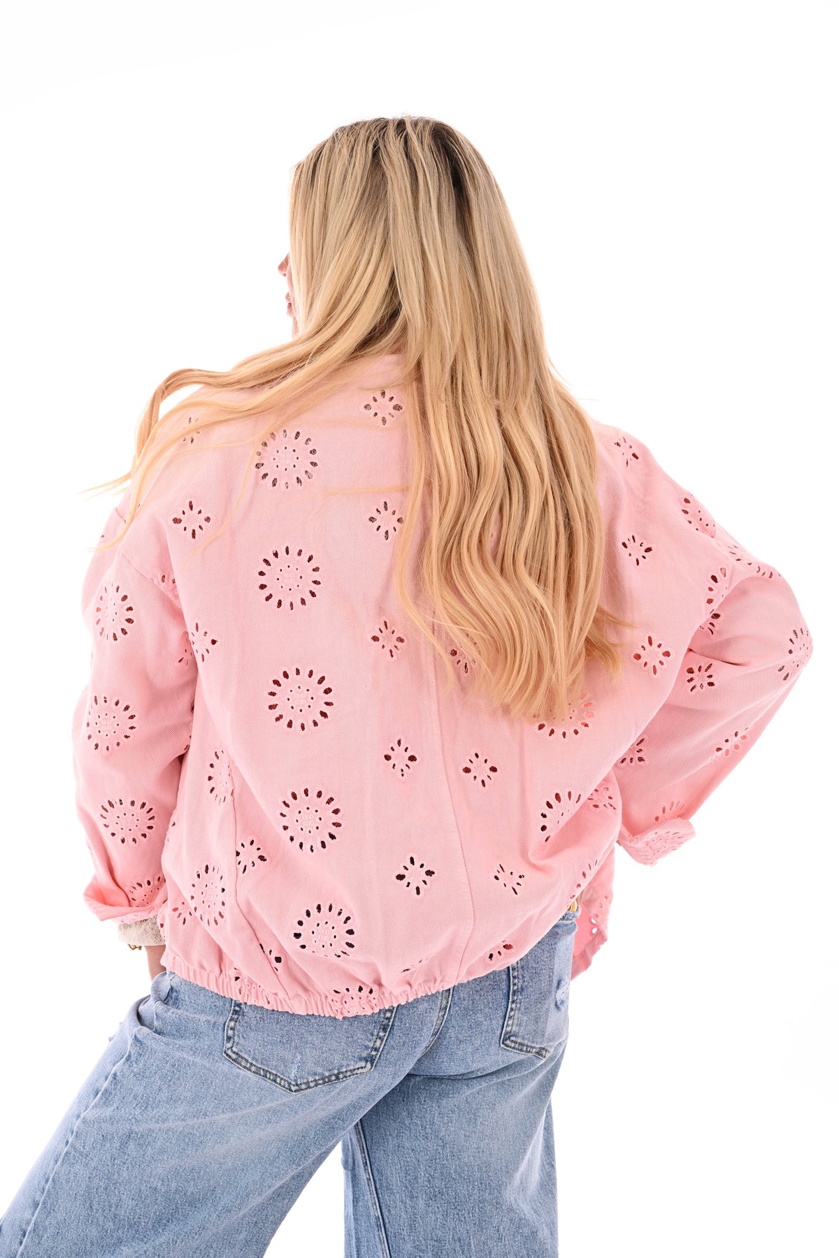 Jasje broderie met borstzakken lichtroze