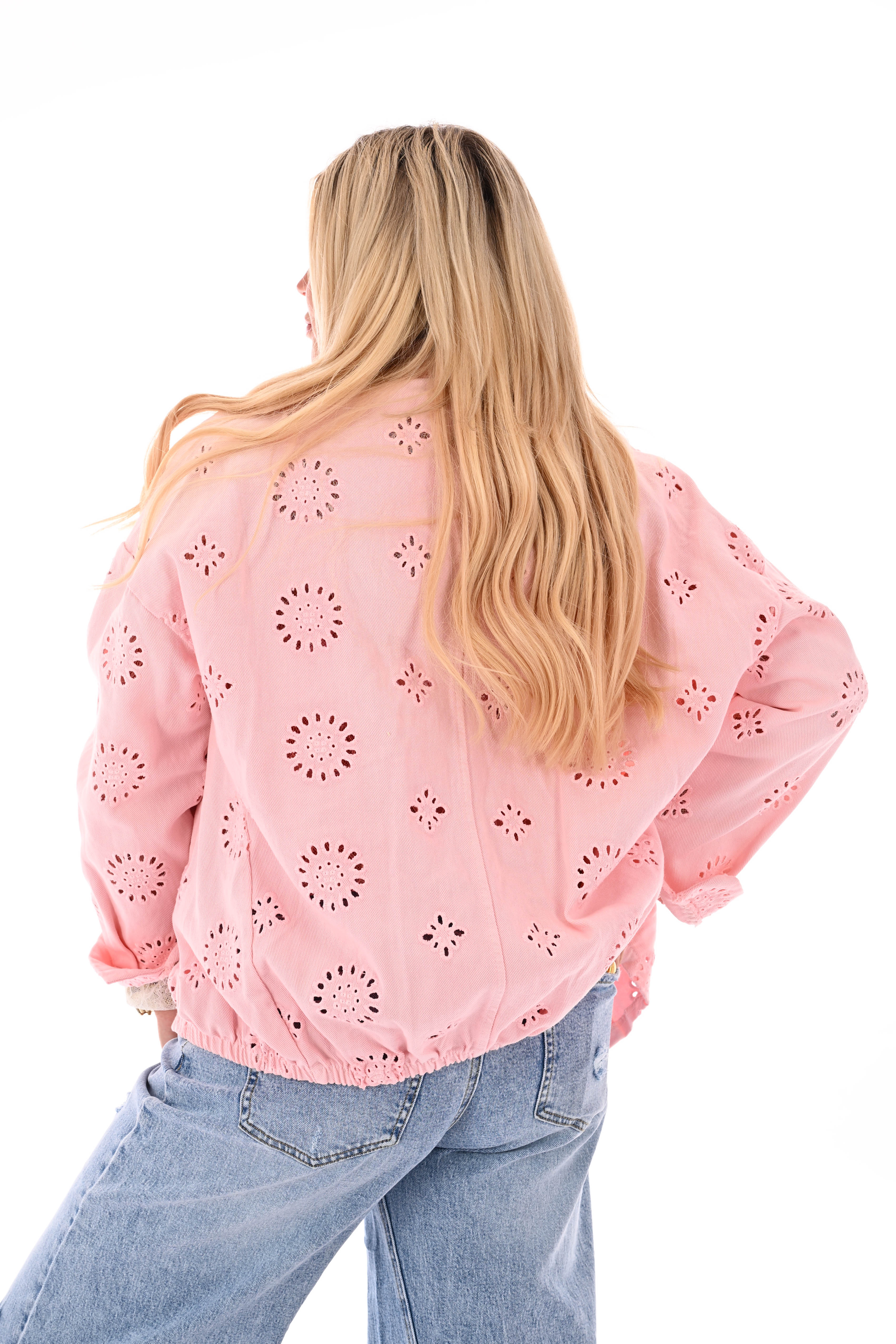 Jasje broderie met borstzakken lichtroze