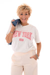 T-shirt New York roomwit/lichtroze