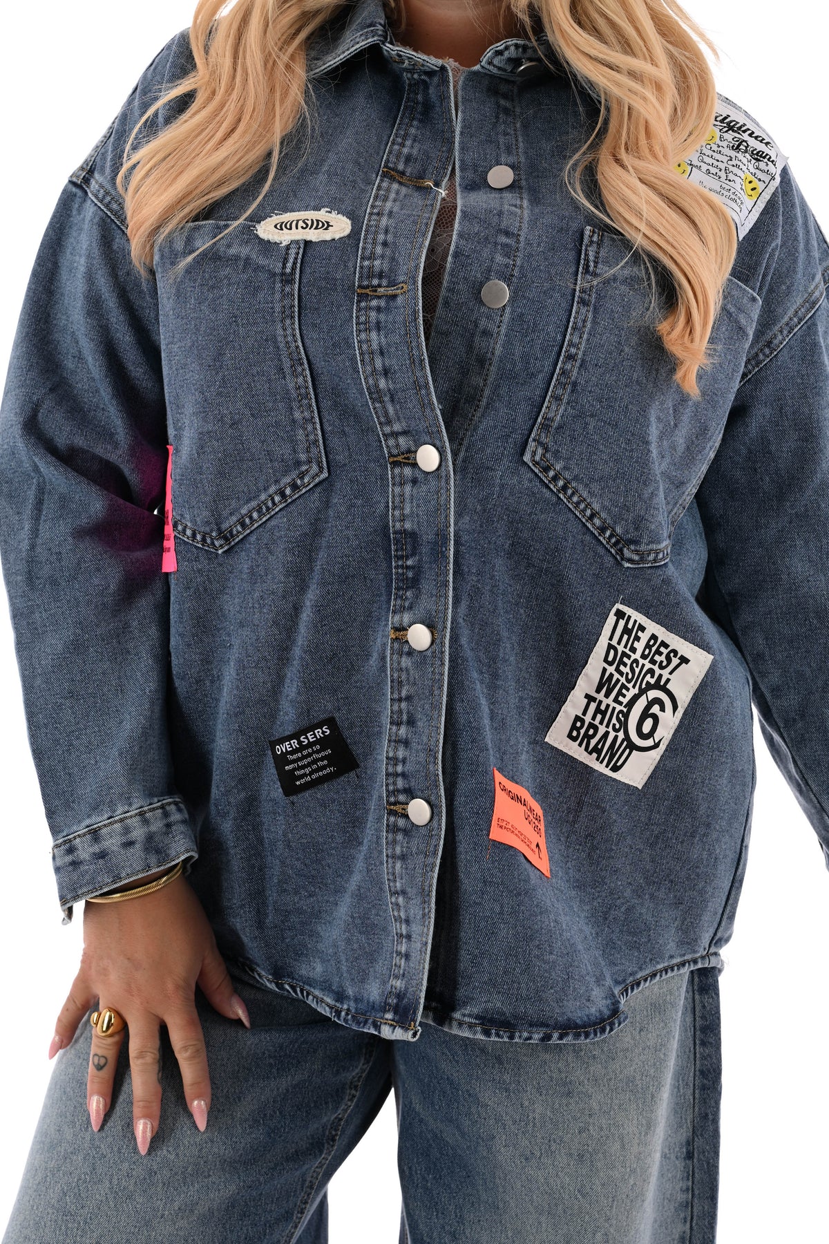 Spijkerjas applicaties donkerblauw