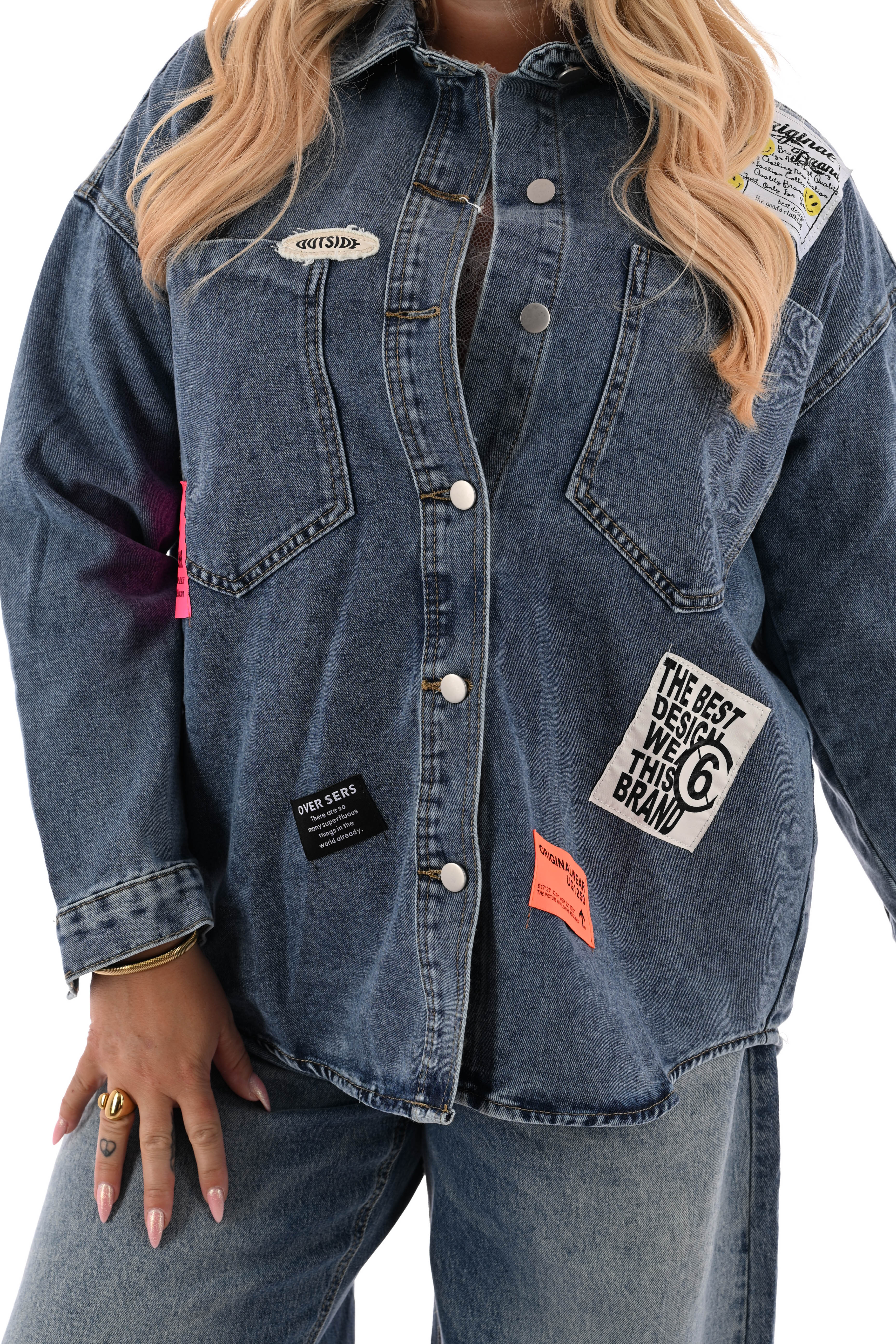 Spijkerjas applicaties donkerblauw