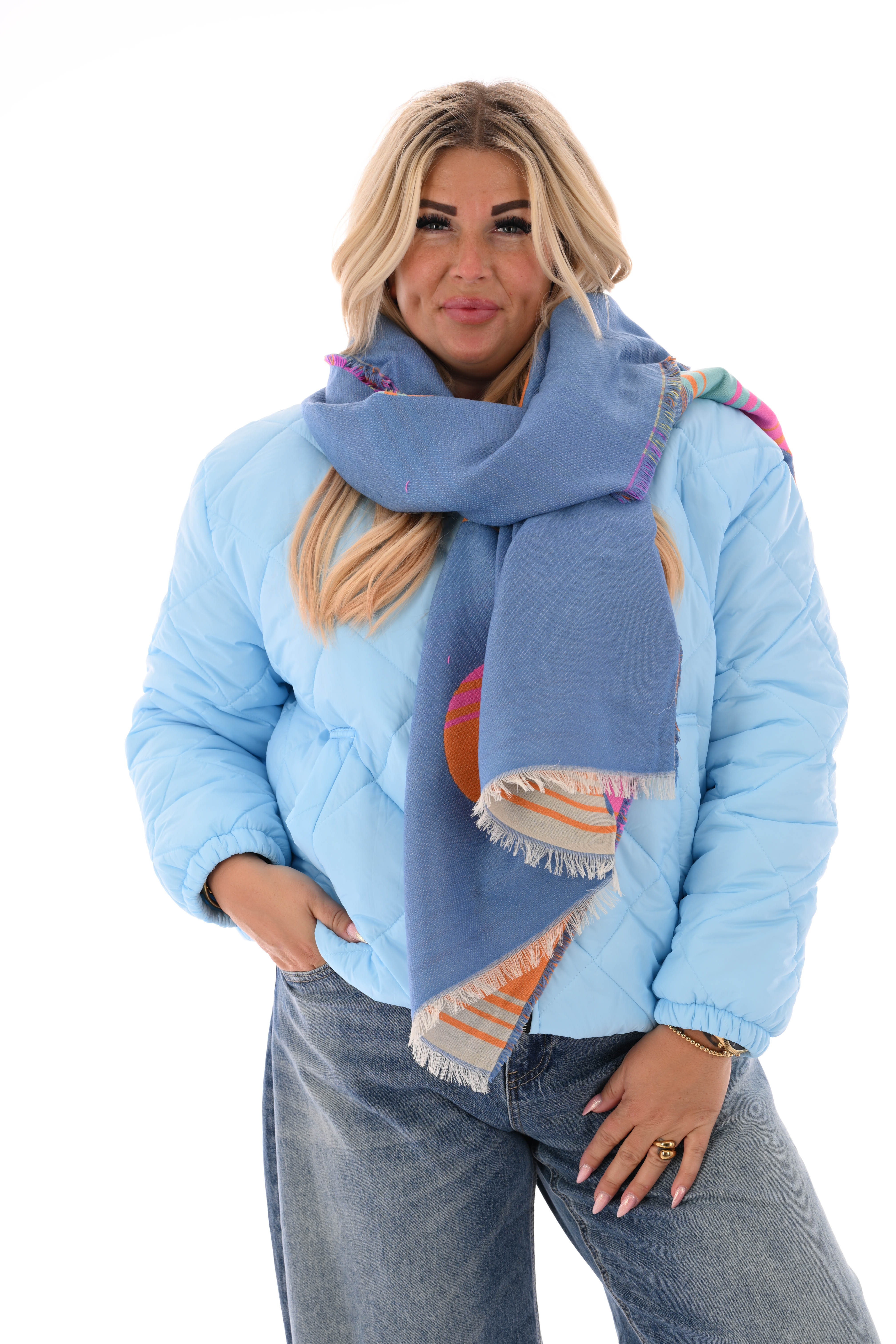 Sjaal hart strepen blauw